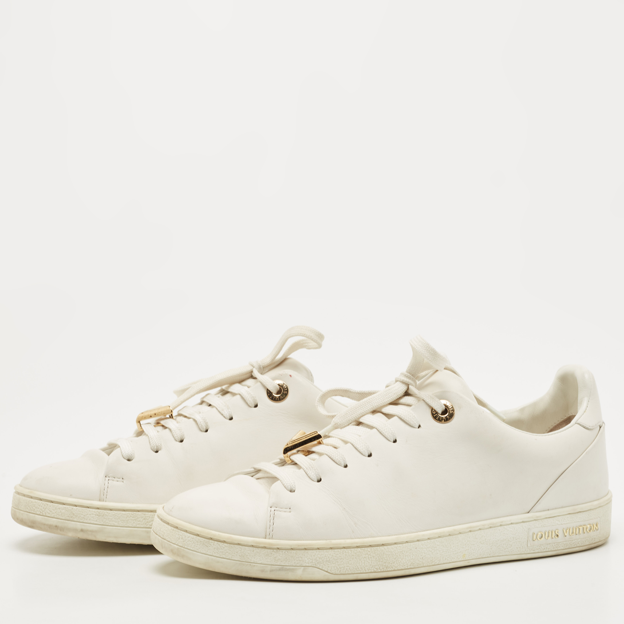 

Louis Vuitton White Leather Frontrow Low Top Sneakers Size