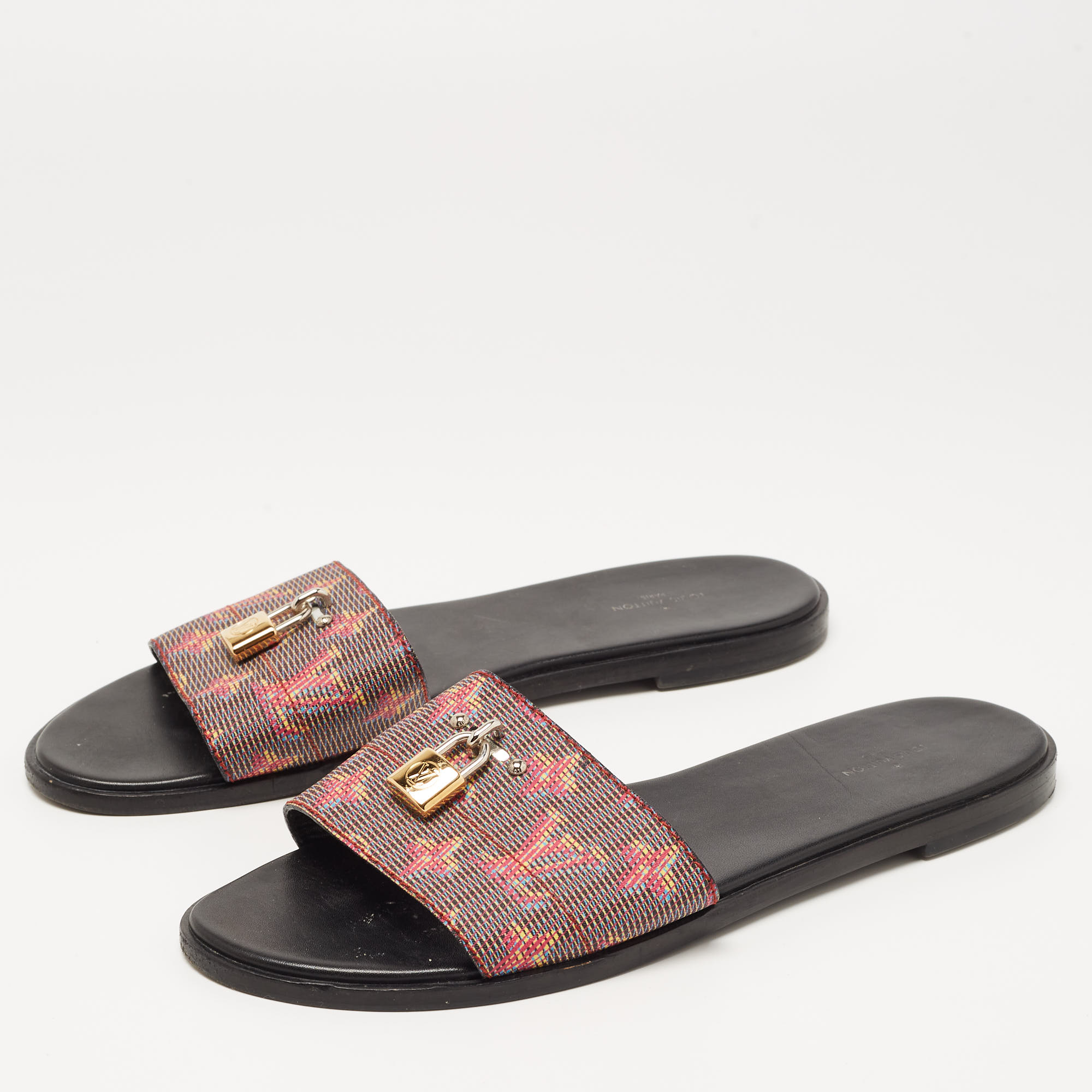 

Louis Vuitton Multicolor Monogram Canvas Lock It Mule Sandals Size