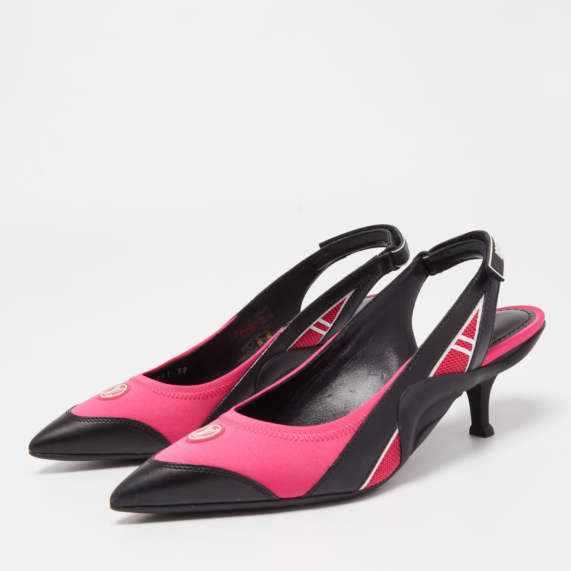 

Louis Vuitton Red/Black Nylon, Leather Archlight Slingback Pumps Size, Pink