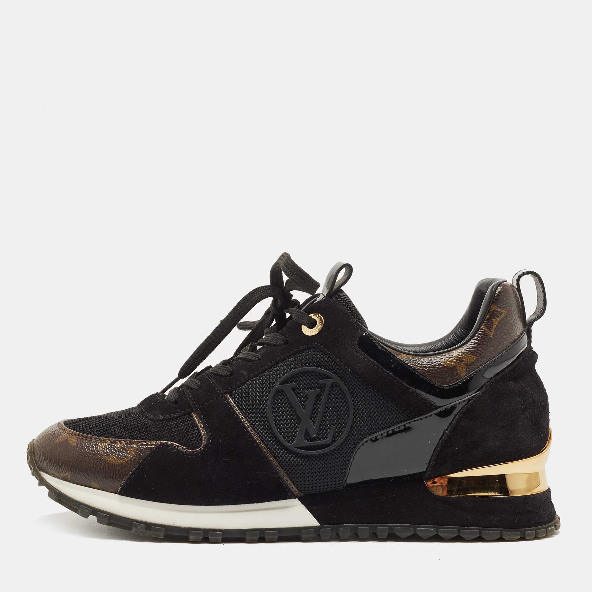 Pre-owned Louis Vuitton Brown/black Canvas And Suede Run Away