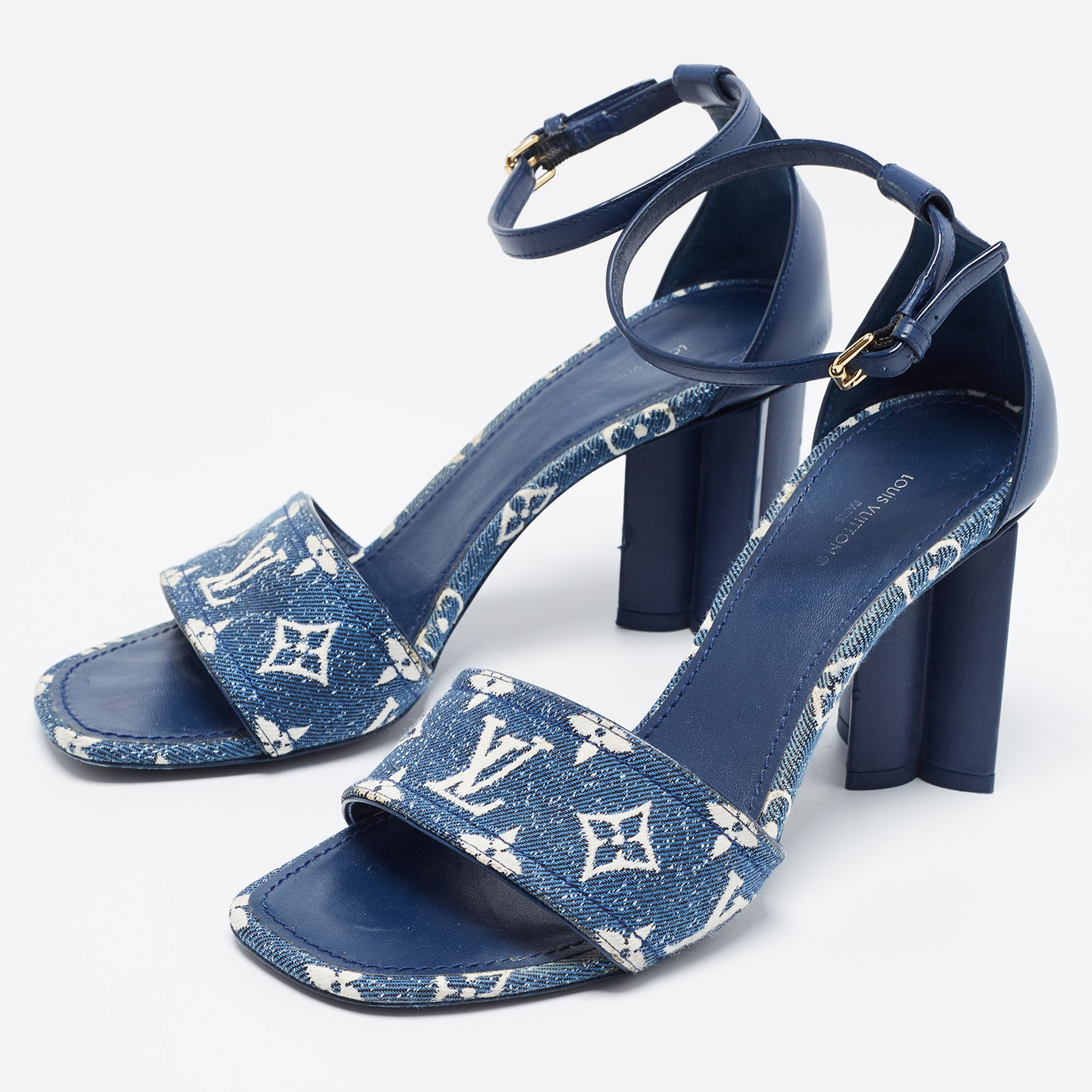 

Louis Vuitton Navy Blue Monogram Canvas and Leather Silhouette Sandals Size