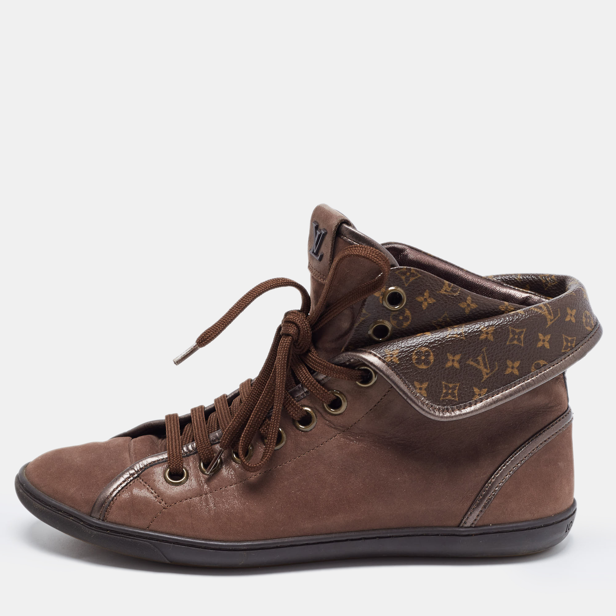 Louis Vuitton Brown/Red Monogram Canvas And Leather Low Top Sneakers Size  39 Louis Vuitton