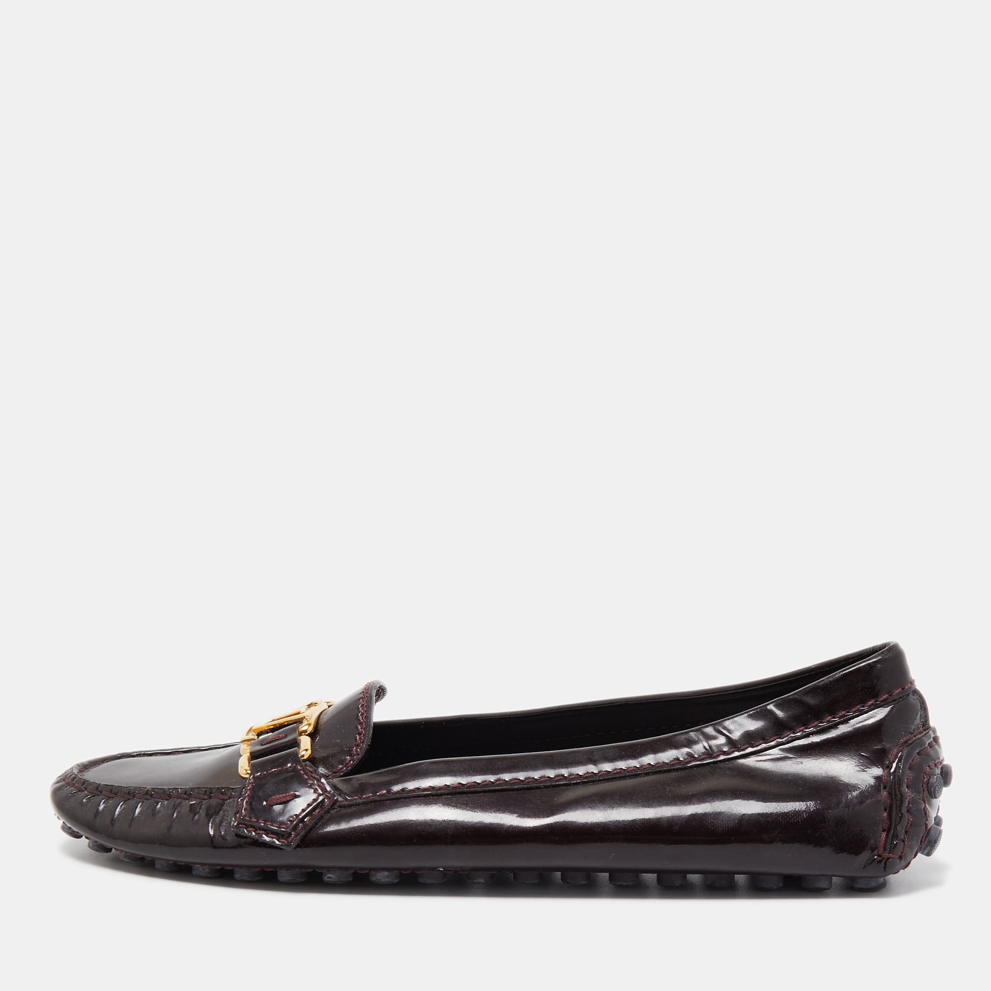 Pre-owned Louis Vuitton Leather Flats In Burgundy