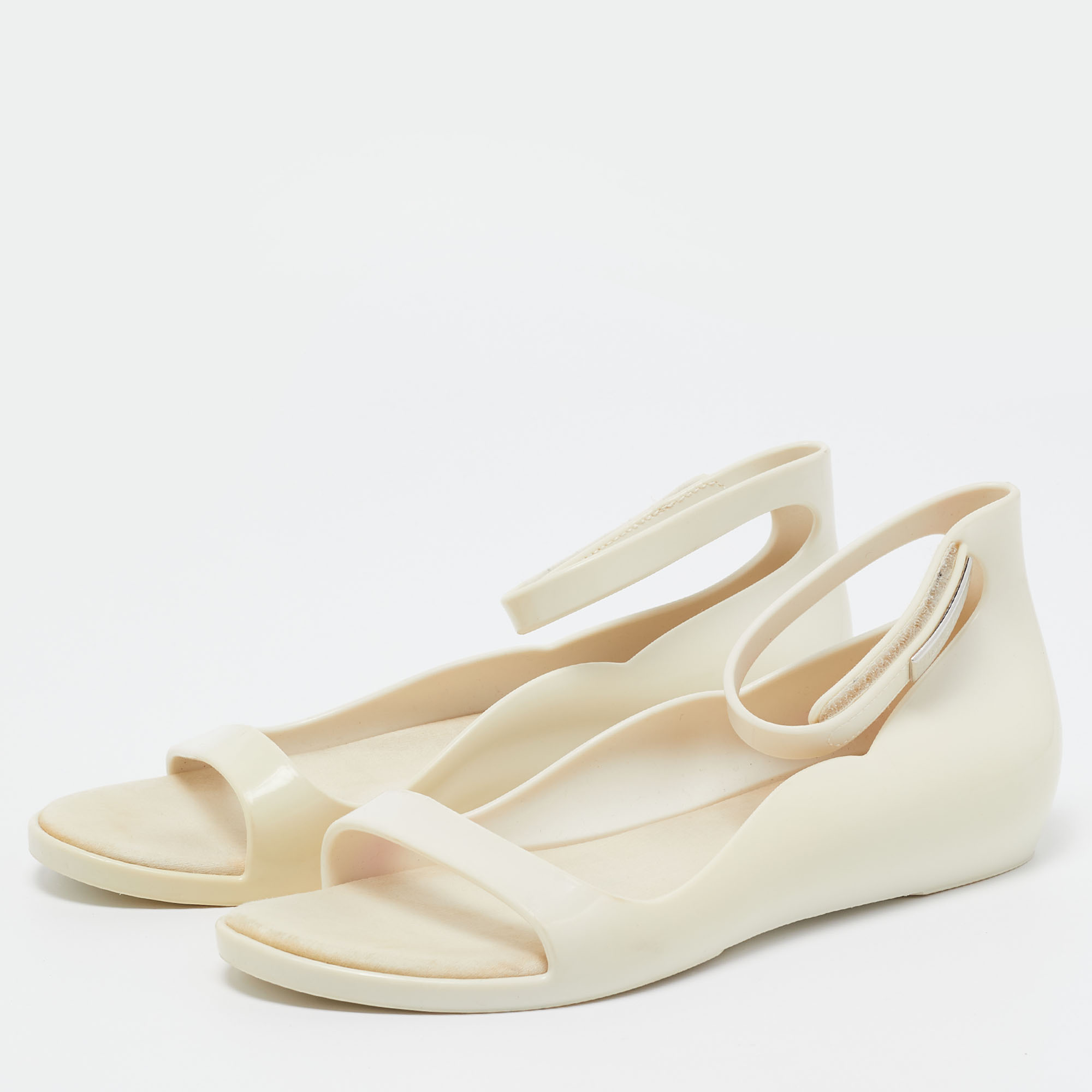 Louis Vuitton White Jelly Wedge Sandals