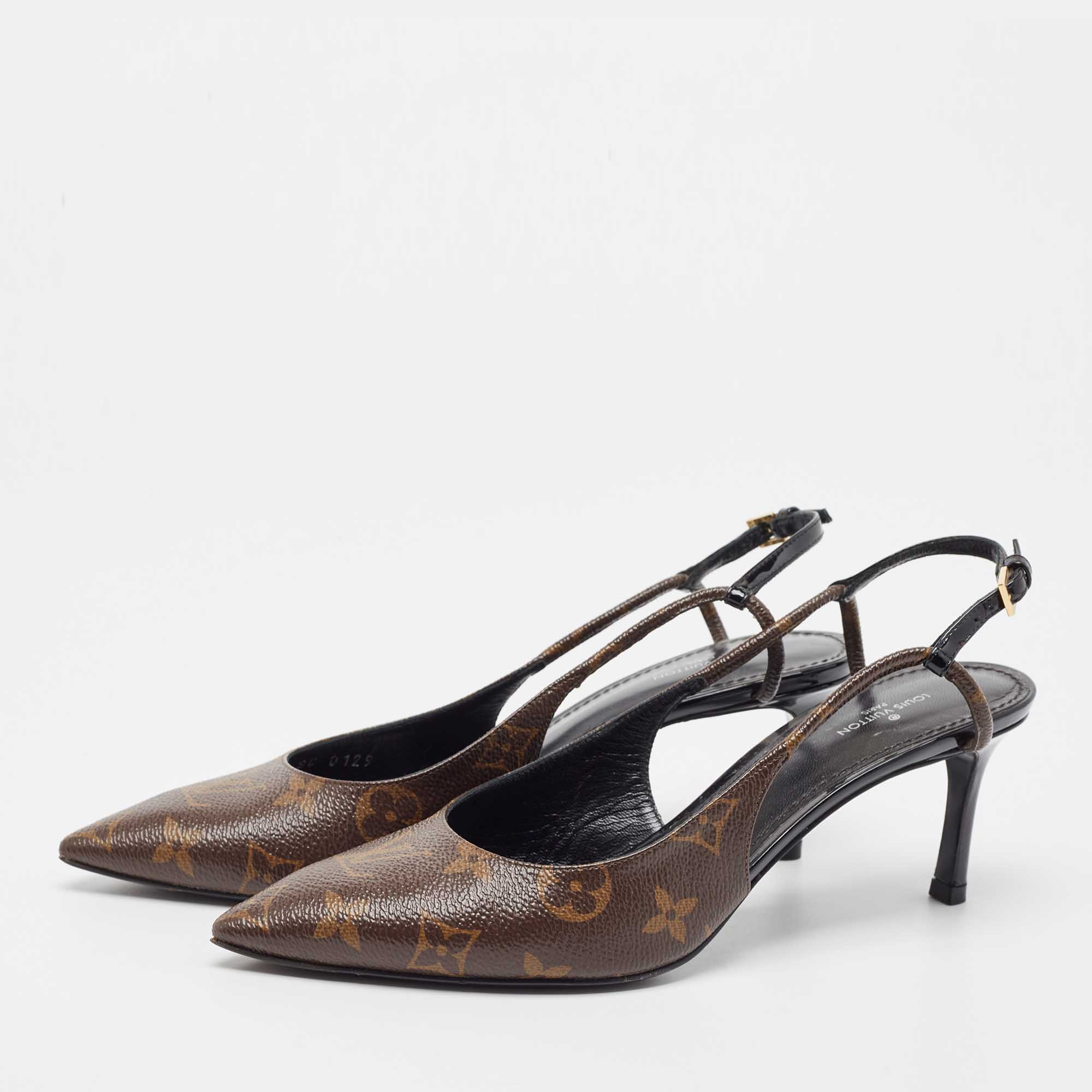 

Louis Vuitton Brown Coated Canvas Cherie Slingback Pumps Size