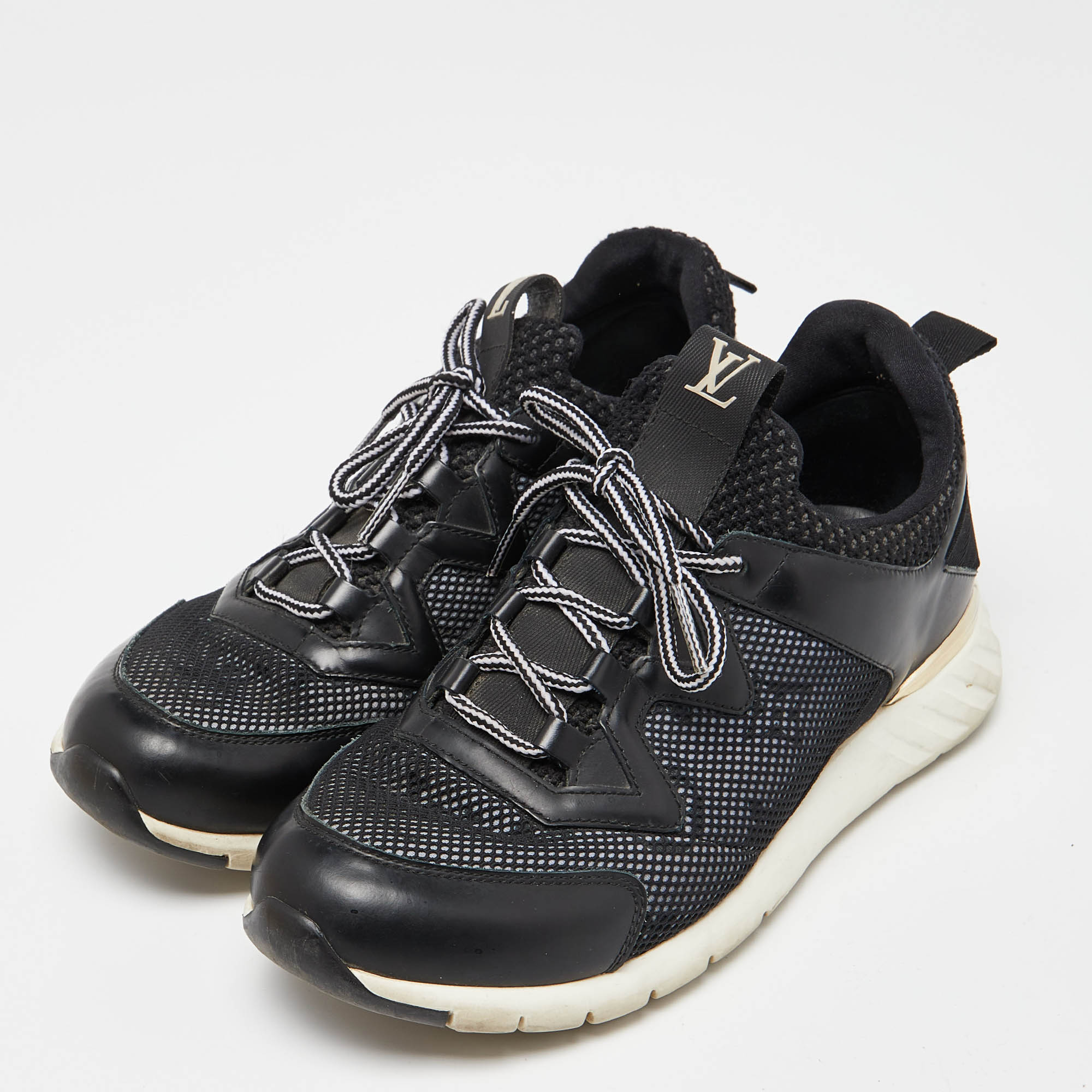 

Louis Vuitton Black Leather and Monogram Mesh Aftergame Sneakers Size