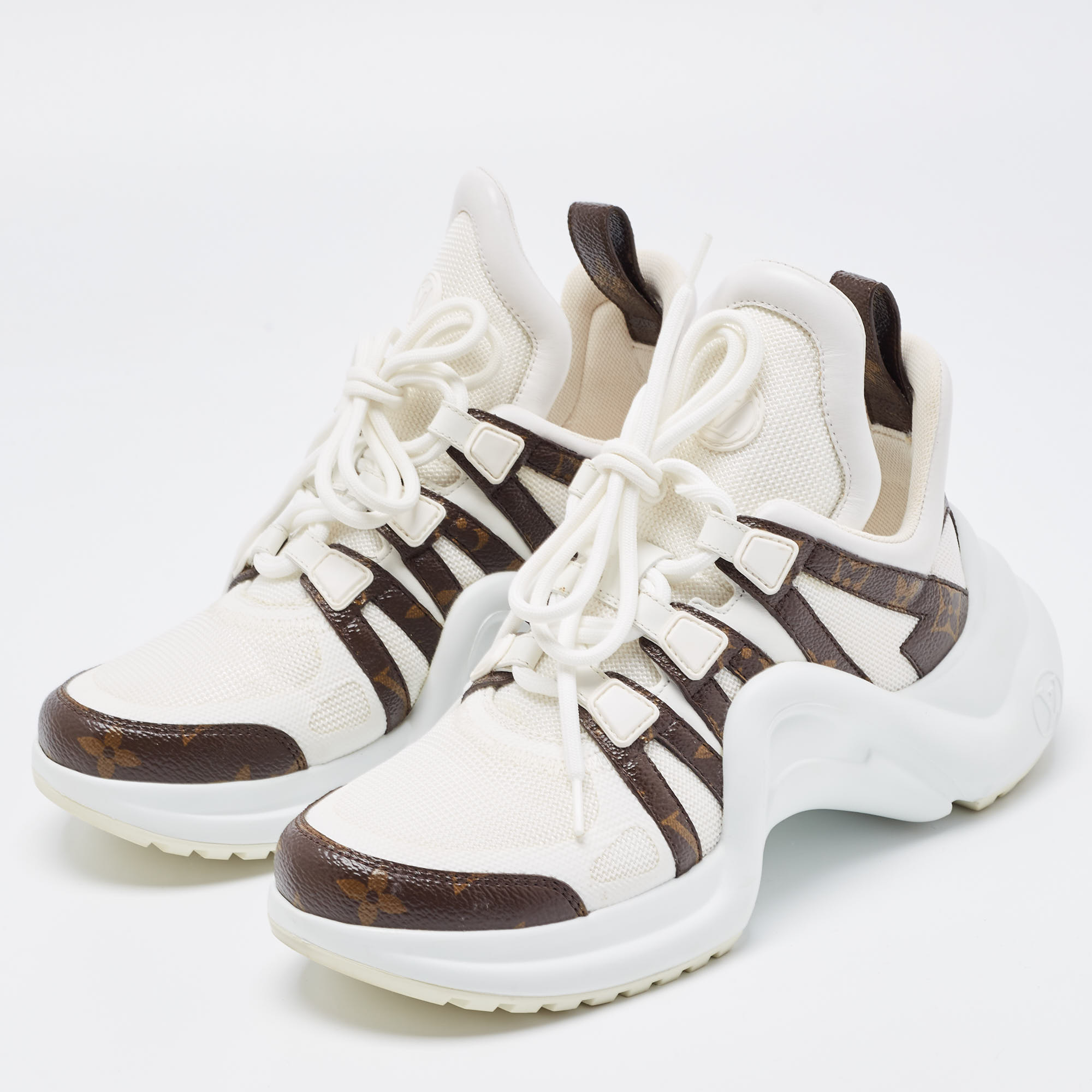 

Louis Vuitton White Mesh and Monogram Canvas Archlight Sneakers Size