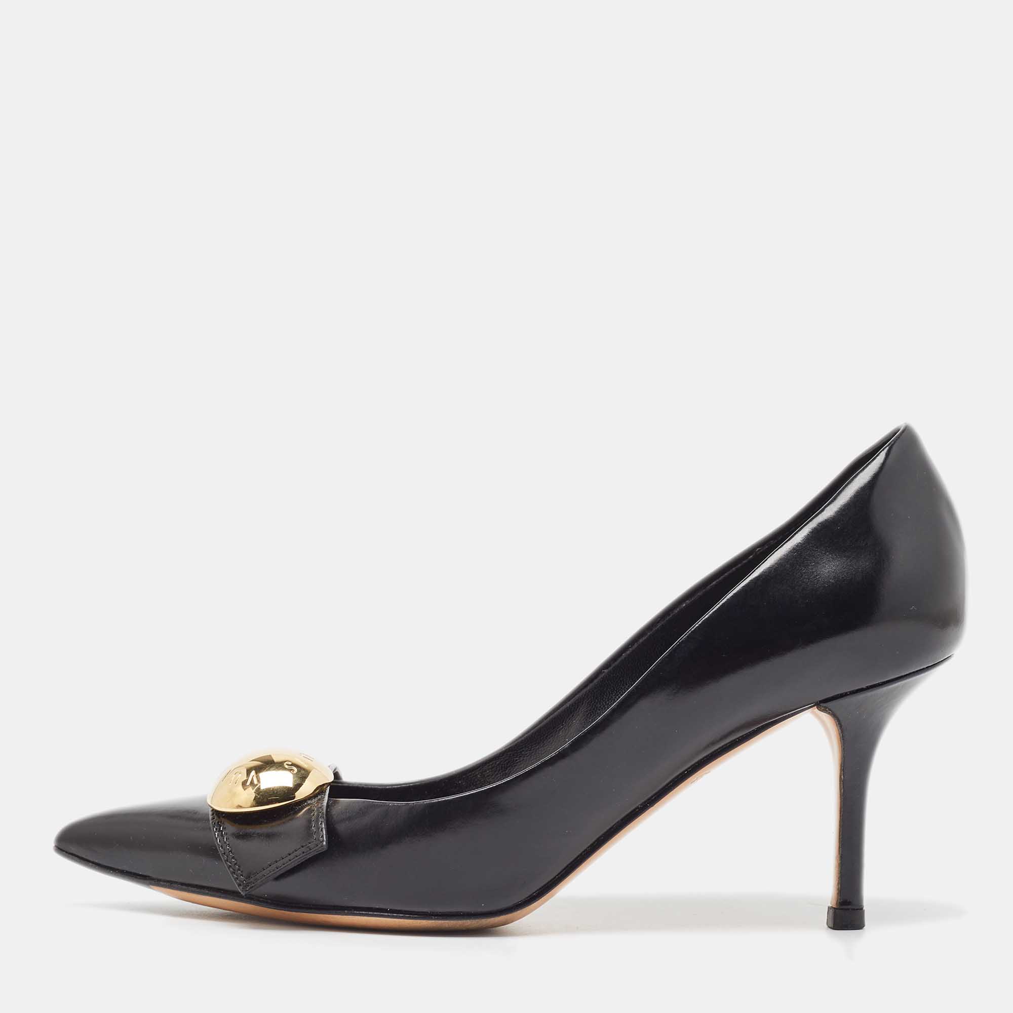 

Louis Vuitton Black Leather Embellished Pointed Toe Pumps Size