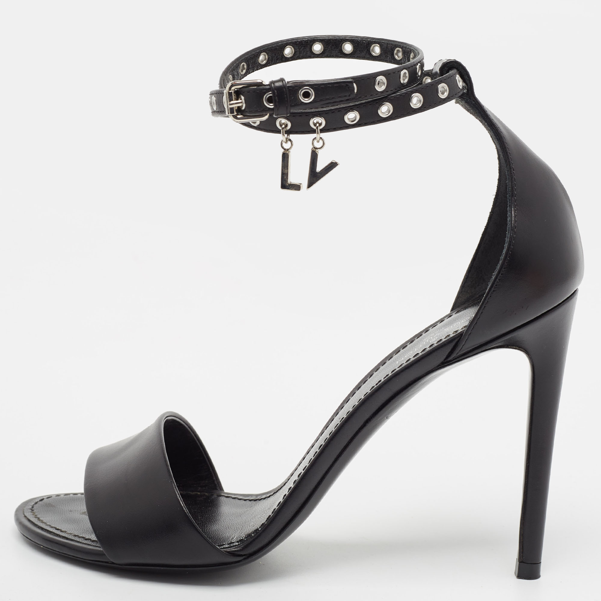 

Louis Vuitton Black Leather Ankle Strap Sandals Size