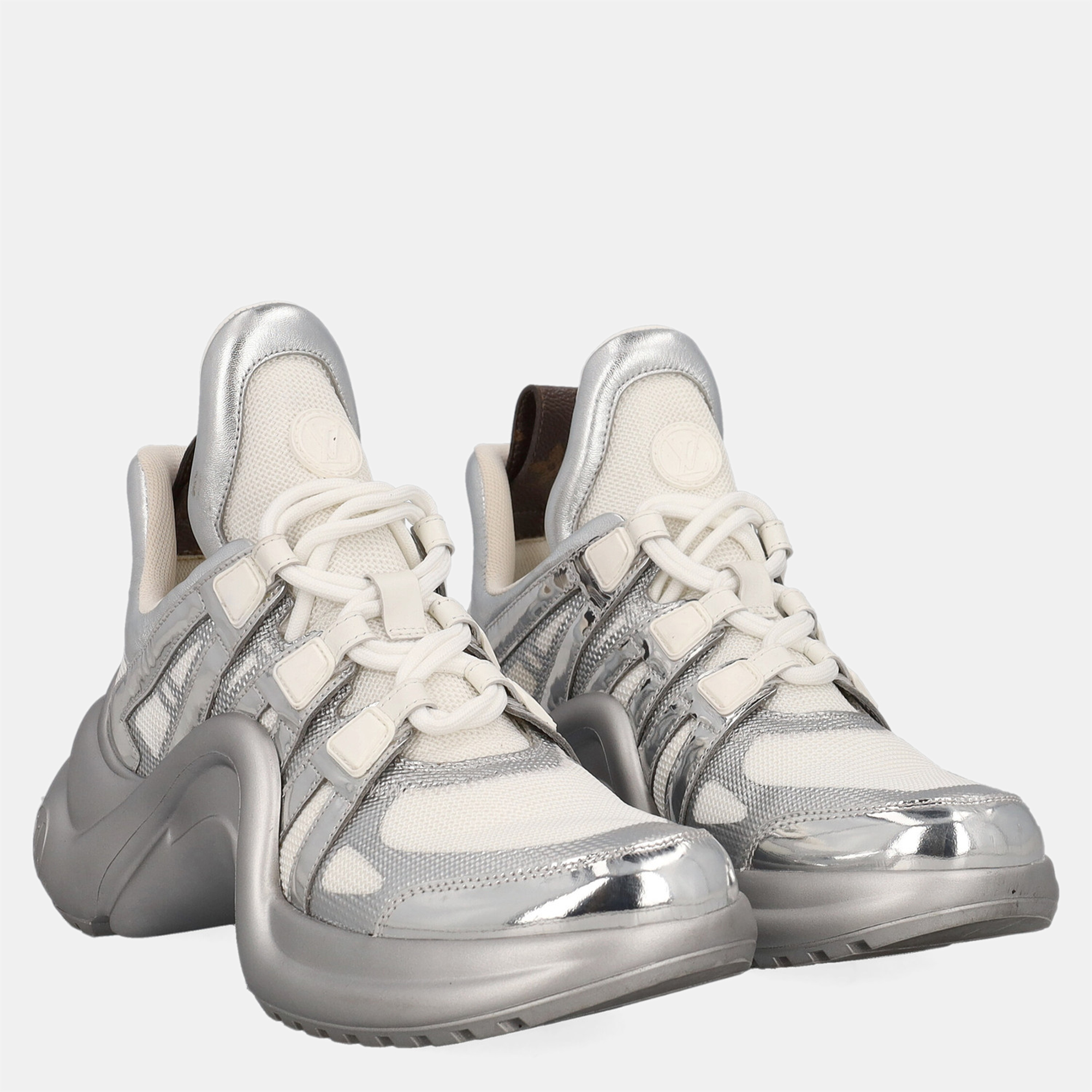 

Louis Vuitton Women's Synthetic Fibers Sneakers - Silver - EU