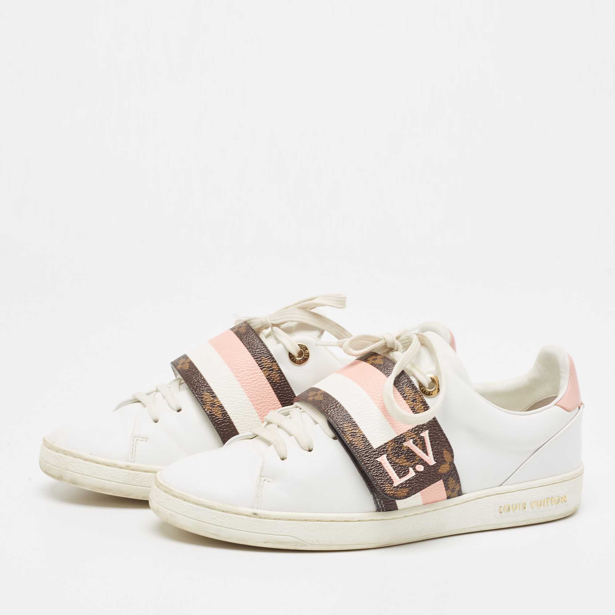 

Louis Vuitton White/Brown Canvas and Leather Frontrow Sneakers Size