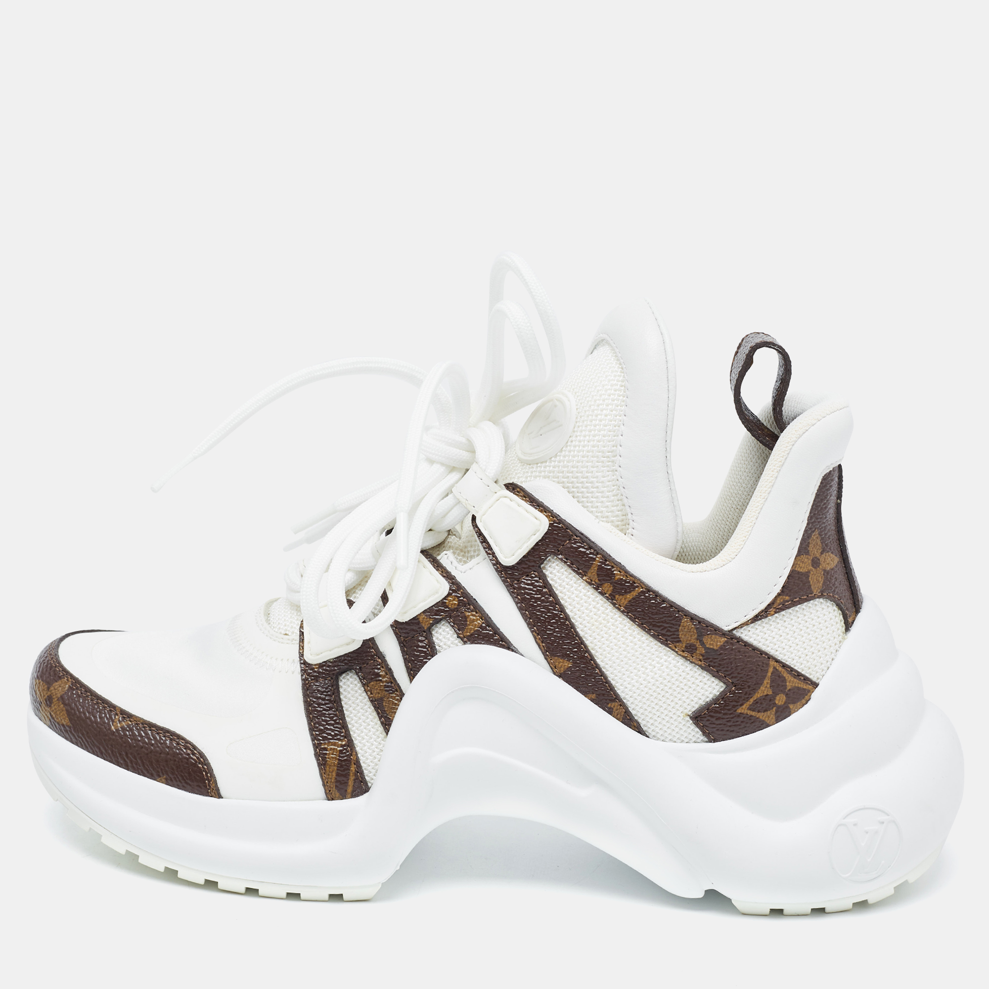 

Louis Vuitton White Nylon and Monogram Canvas Archlight Sneakers Size, Brown