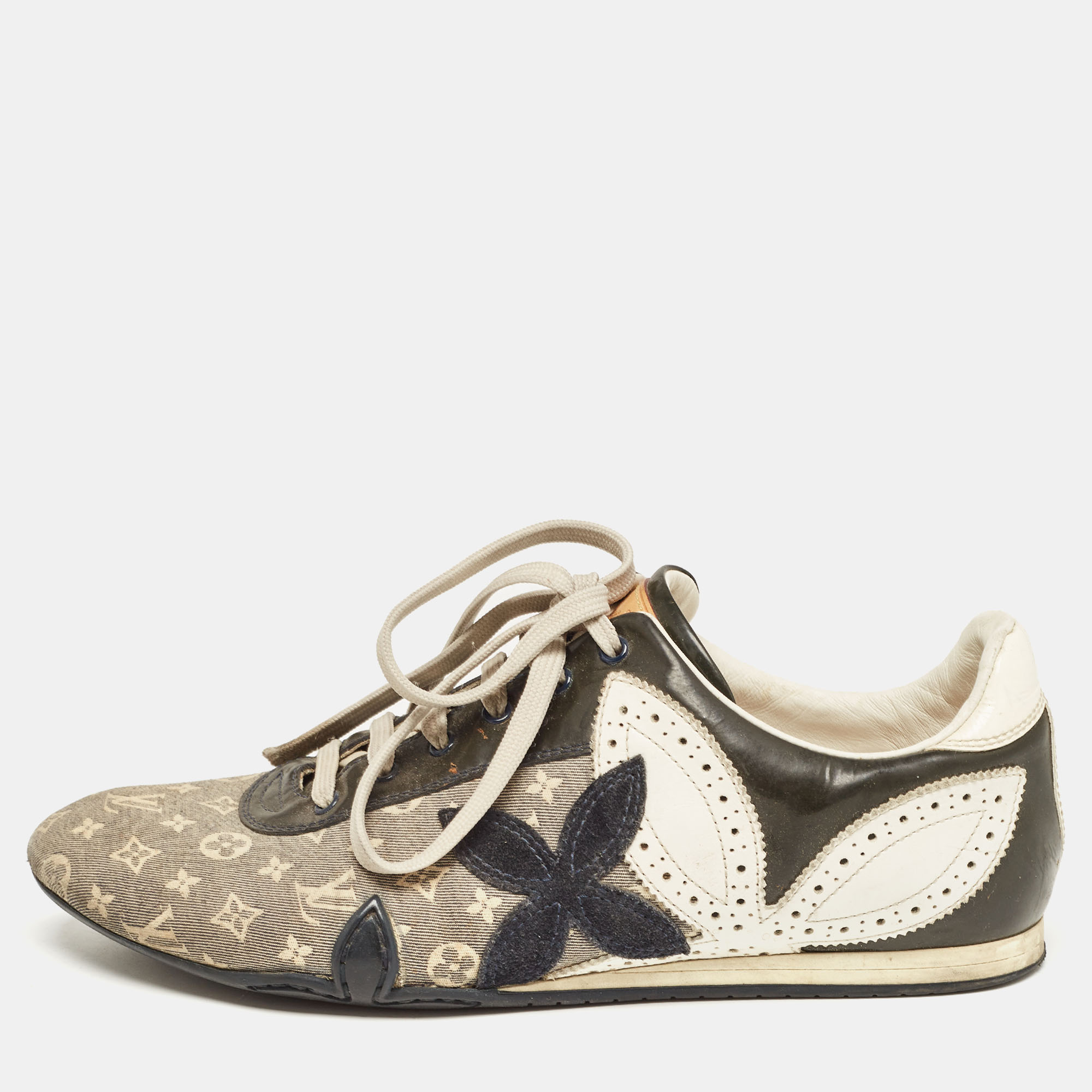 

Louis Vuitton Multicolor Monogram Canvas And Patent Leather, Suede Low Top Sneakers Size