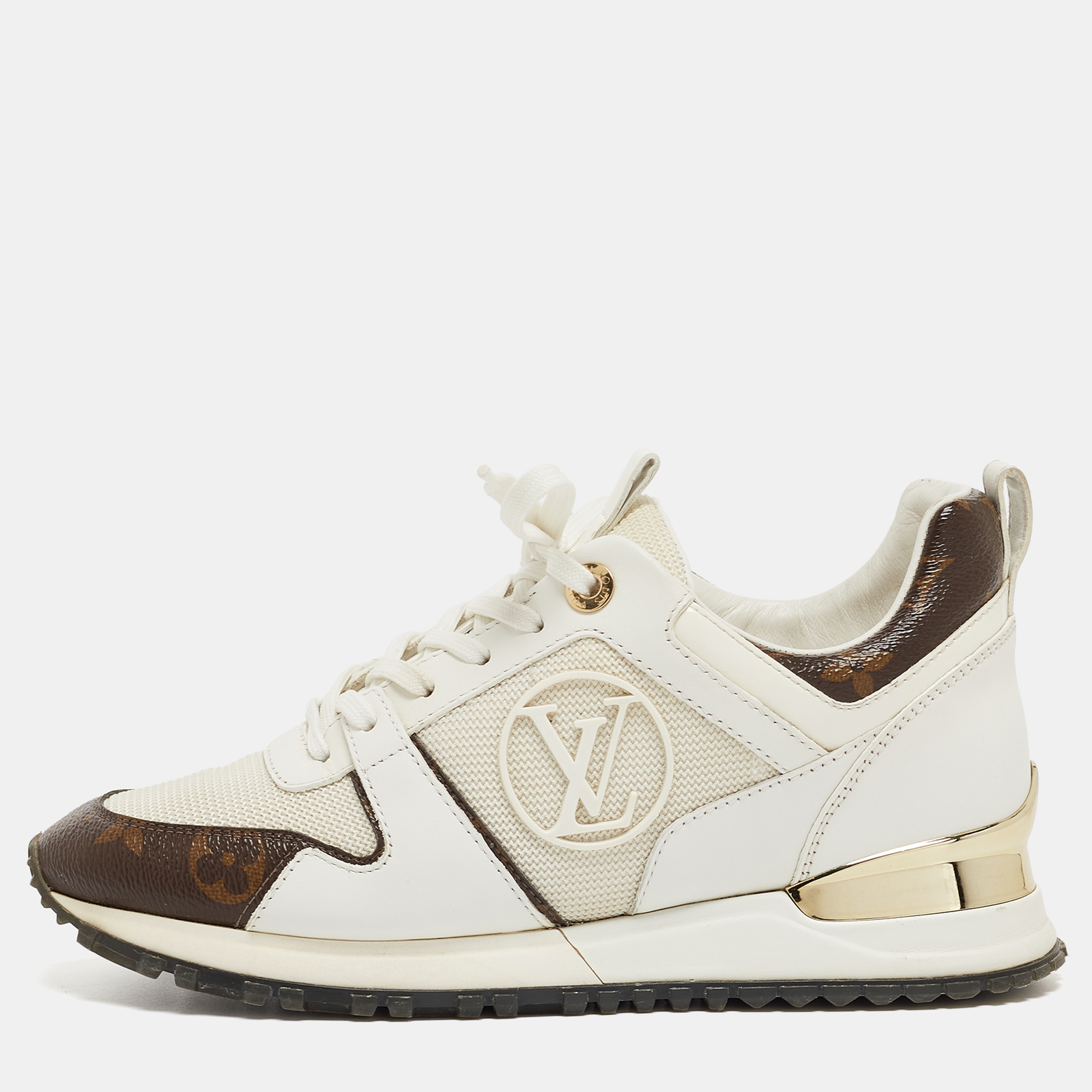 

Louis Vuitton White/Monogram Canvas and Leather Run Away Sneakers Size