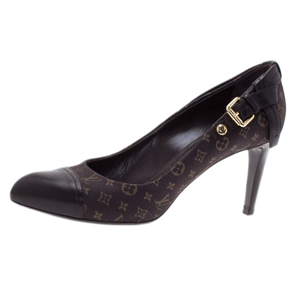Pre Owned Louis Vuitton Brown Monogram Idylle Cap Toe Pumps Size 38