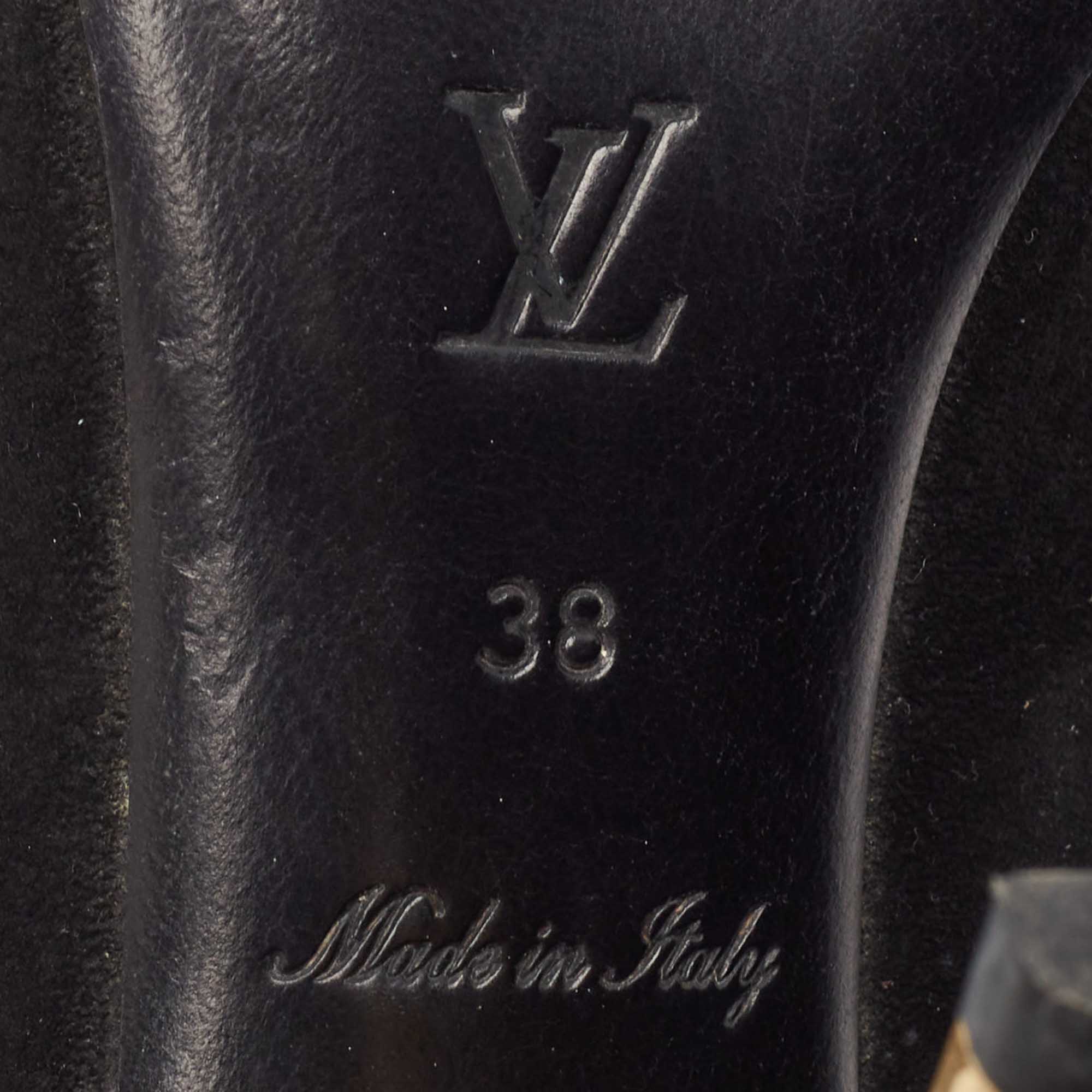 Louis Vuitton Black Suede Open Toe Pumps Size 38 