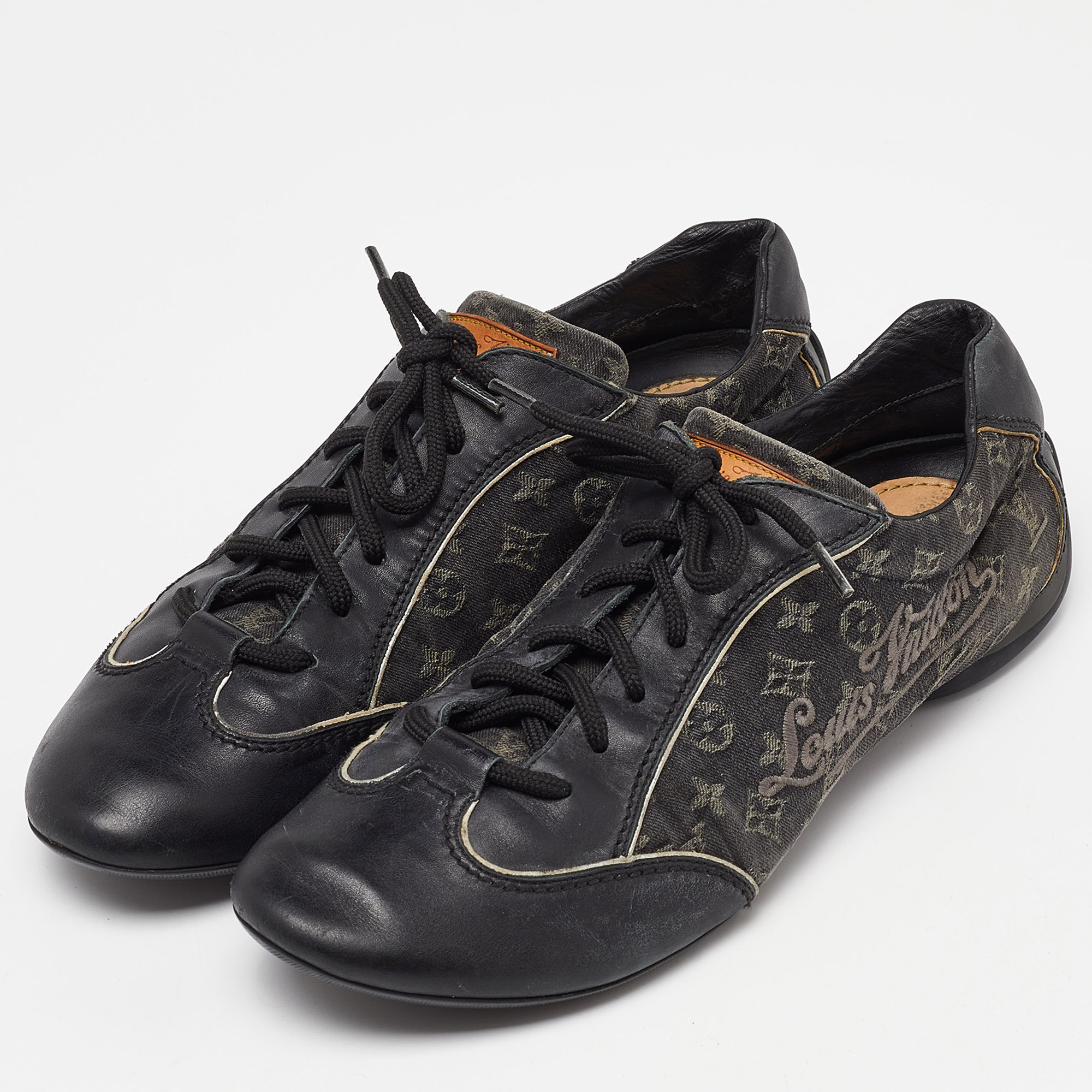 Louis Vuitton Monogram Canvas and Leather Low Top Sneakers Size 40 