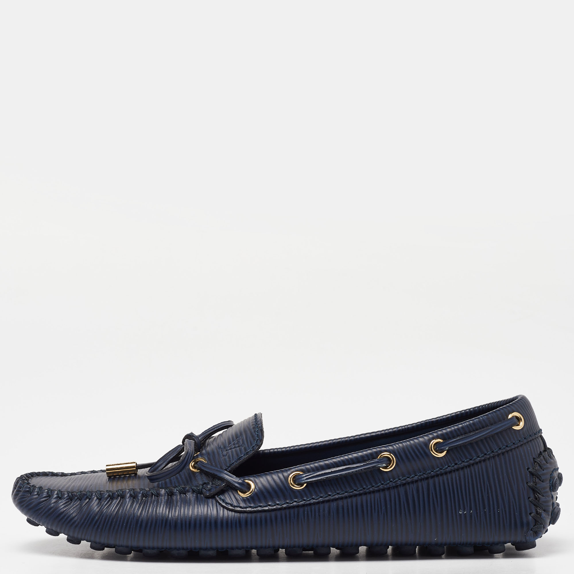 

Louis Vuitton Blue Epi Leather Bow Gloria Slip On Loafers Size