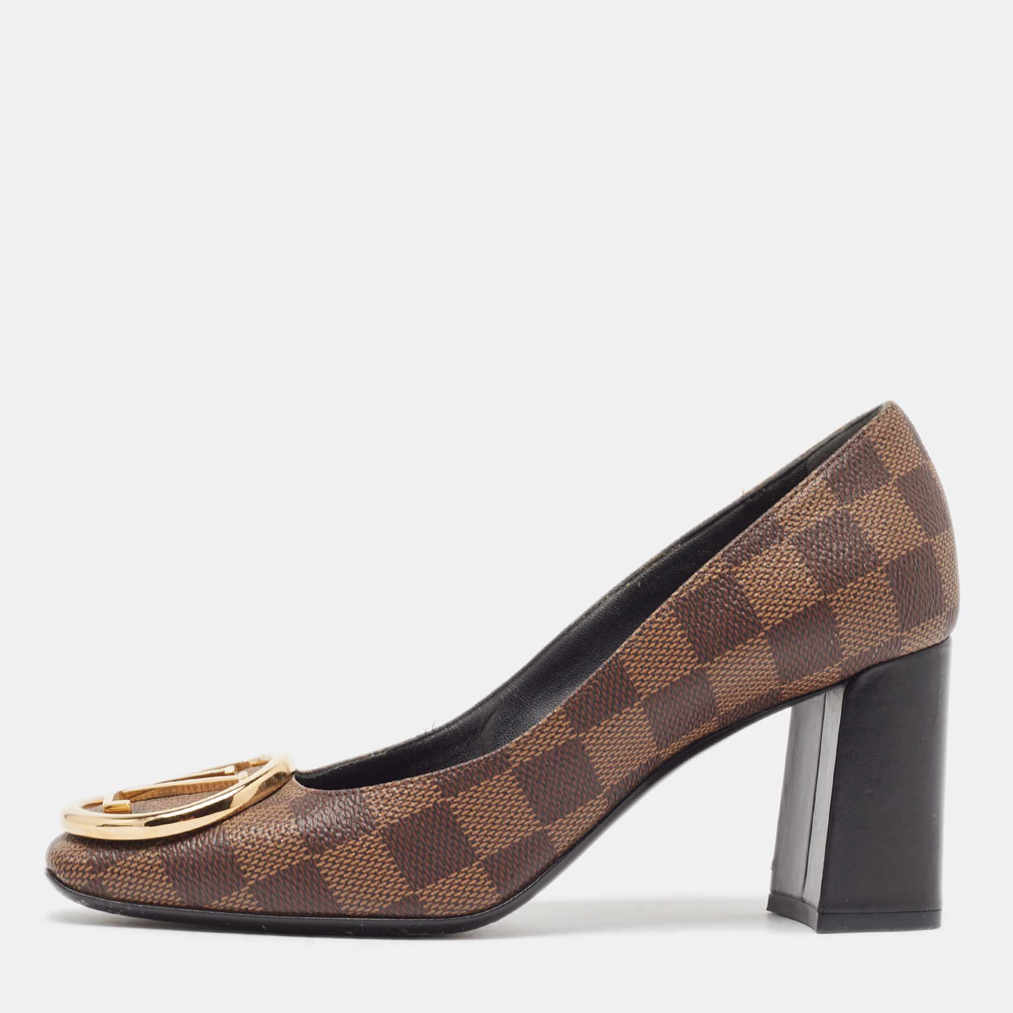 

Louis Vuitton Brown Damier Ebene Canvas Madeleine Pumps Size