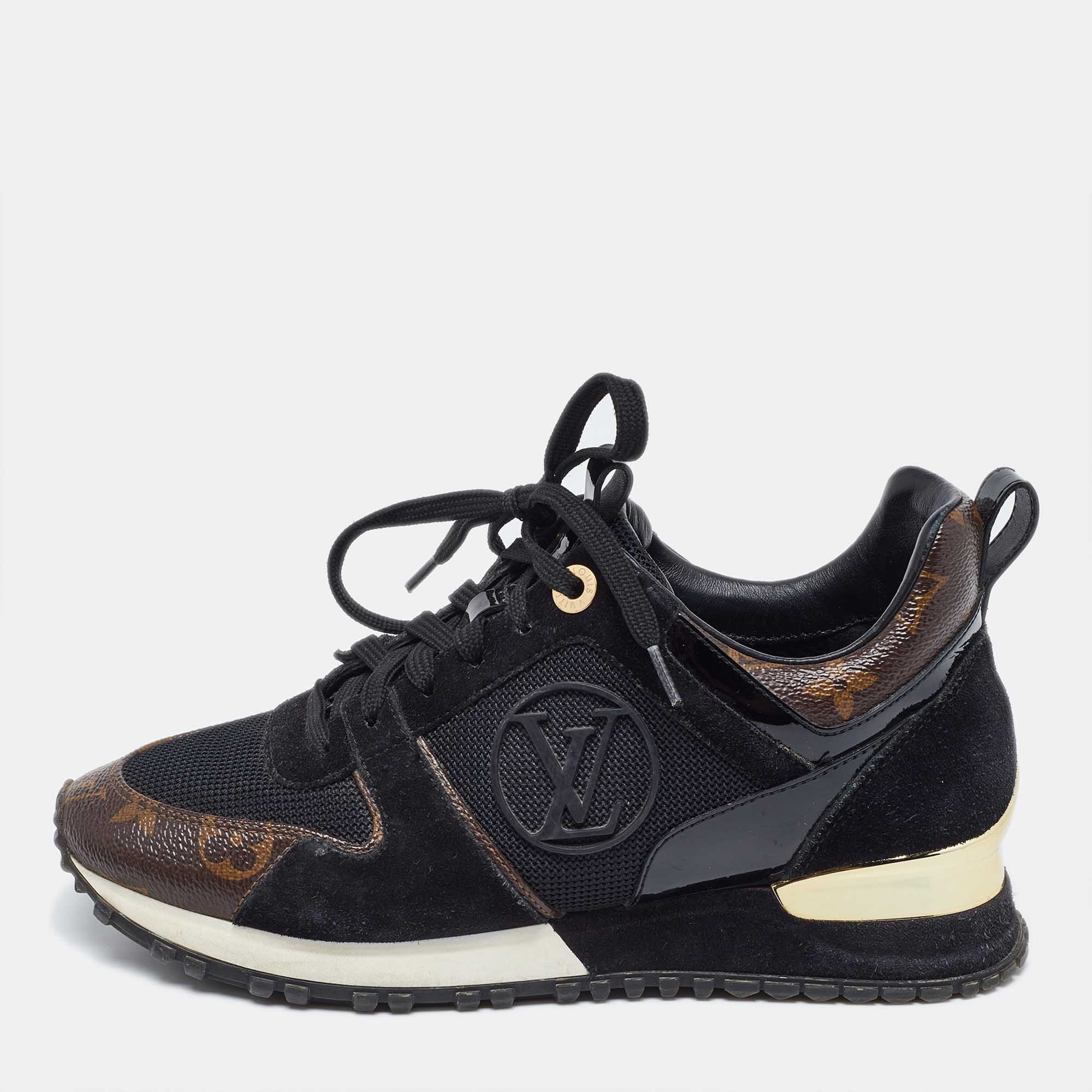 

Louis Vuitton Brown/Black Mesh and Monogram Canvas Run Away Low Top Sneakers Size