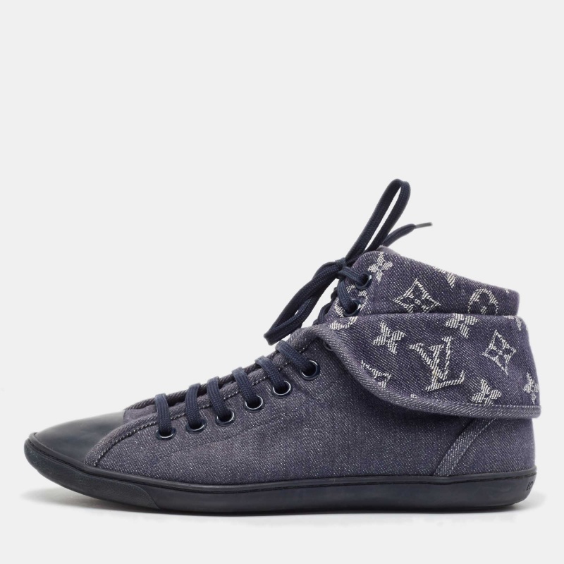

Louis Vuitton Navy Blue Monogram Denim Brea High Top Sneakers Size