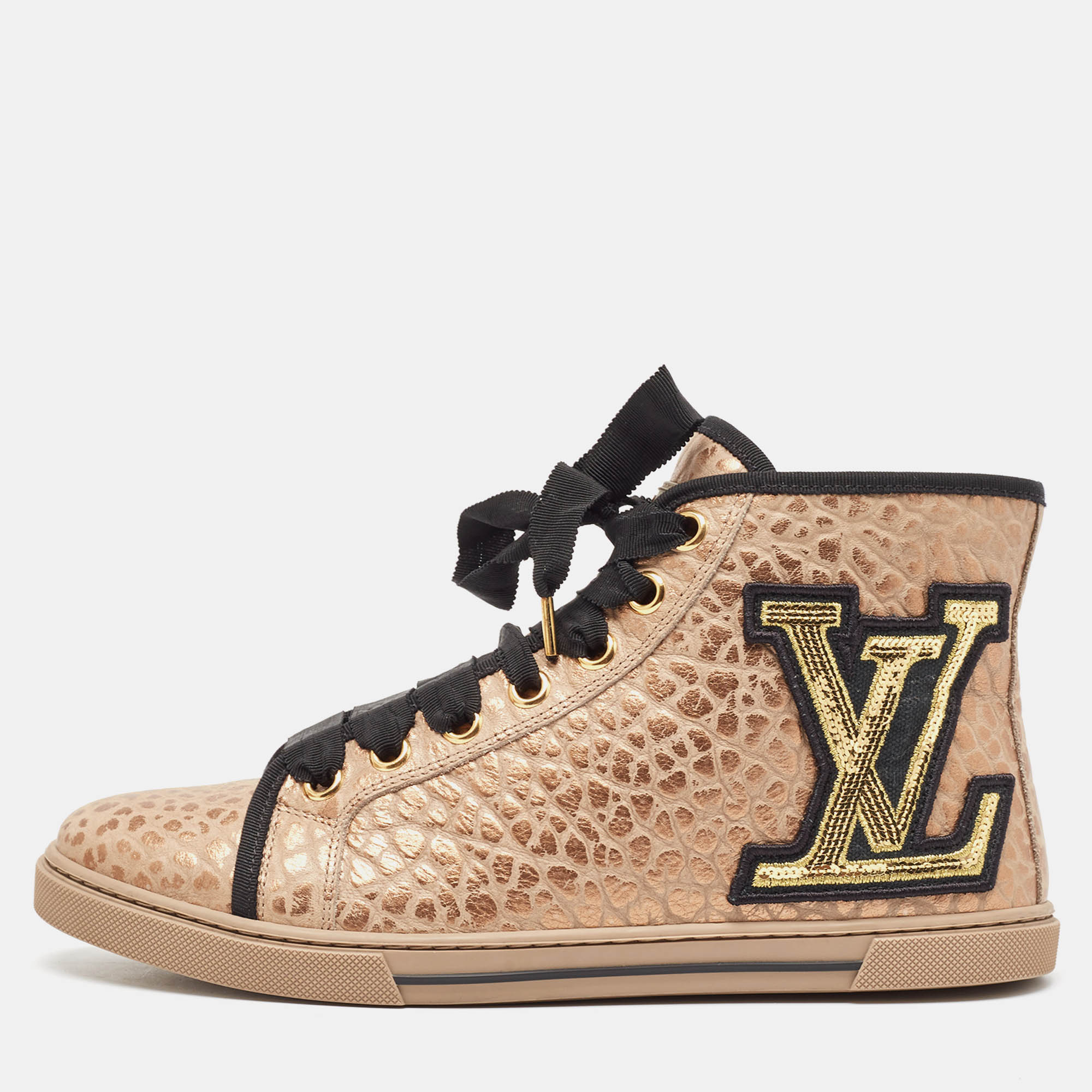 

Louis Vuitton Metallic Embossed Leather Punchy Sneakers Size