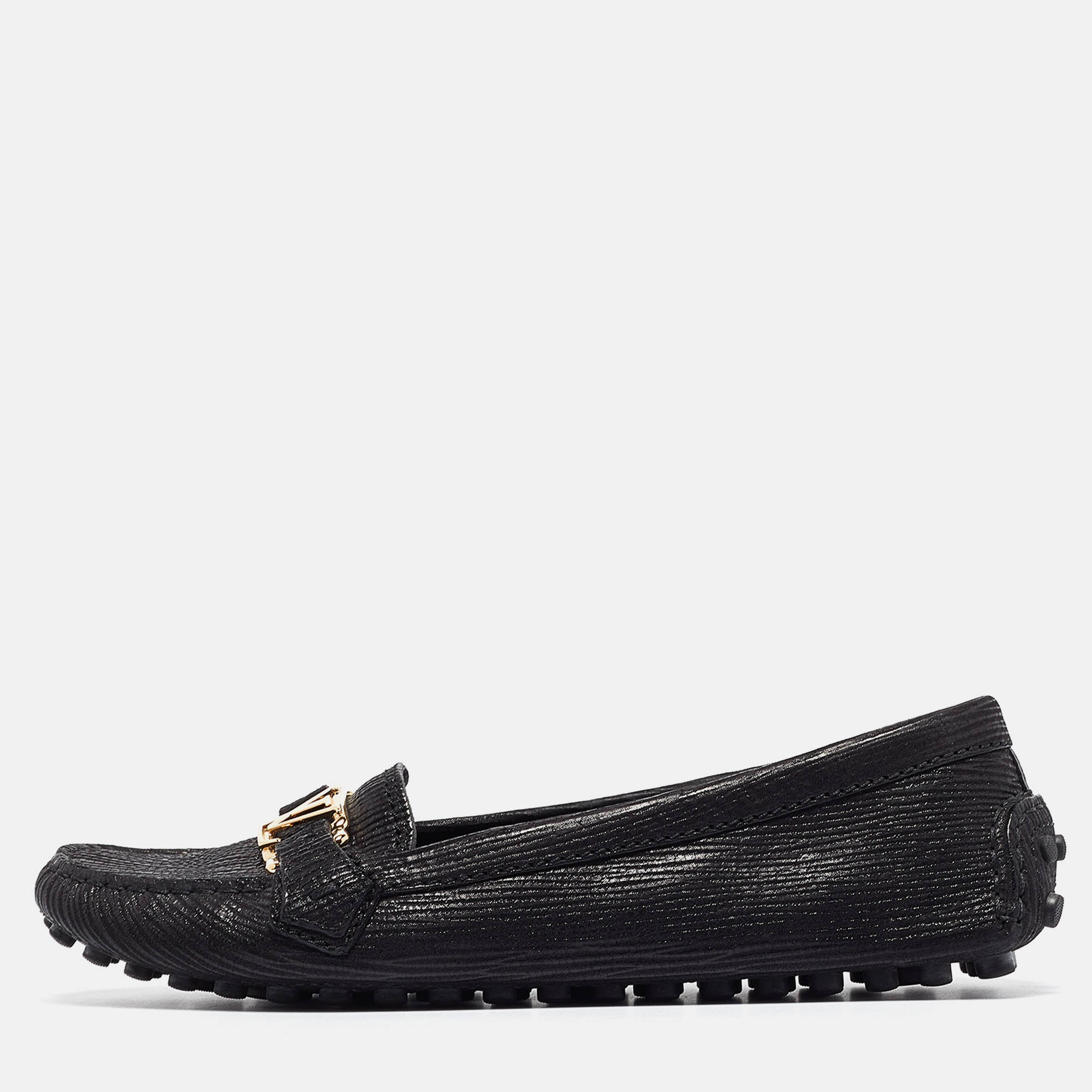 

Louis Vuitton Black Nubuck Leather Slip On Oxford Size