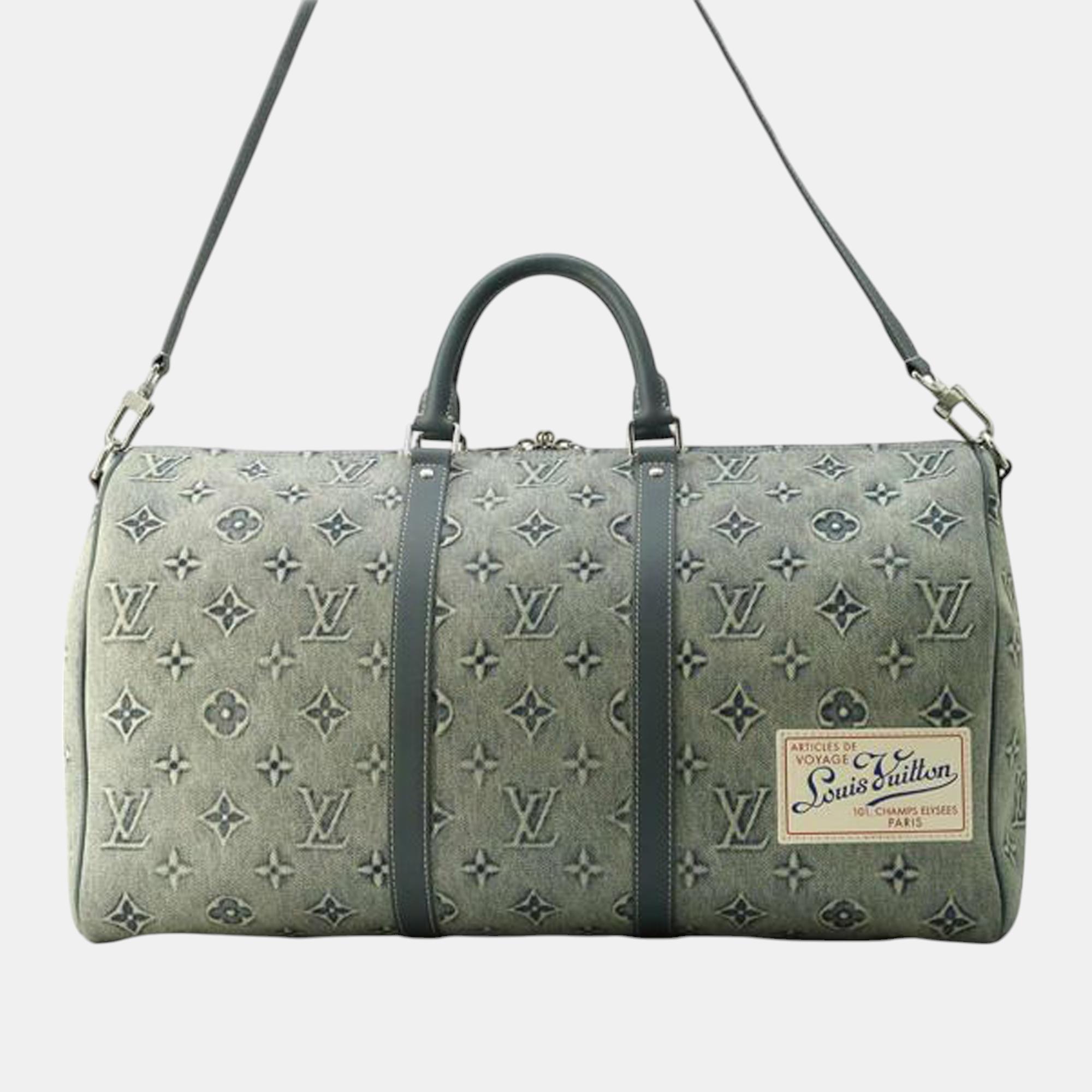 

Louis Vuitton Blue Monogram Washed Denim Keepall Bandouliere 50