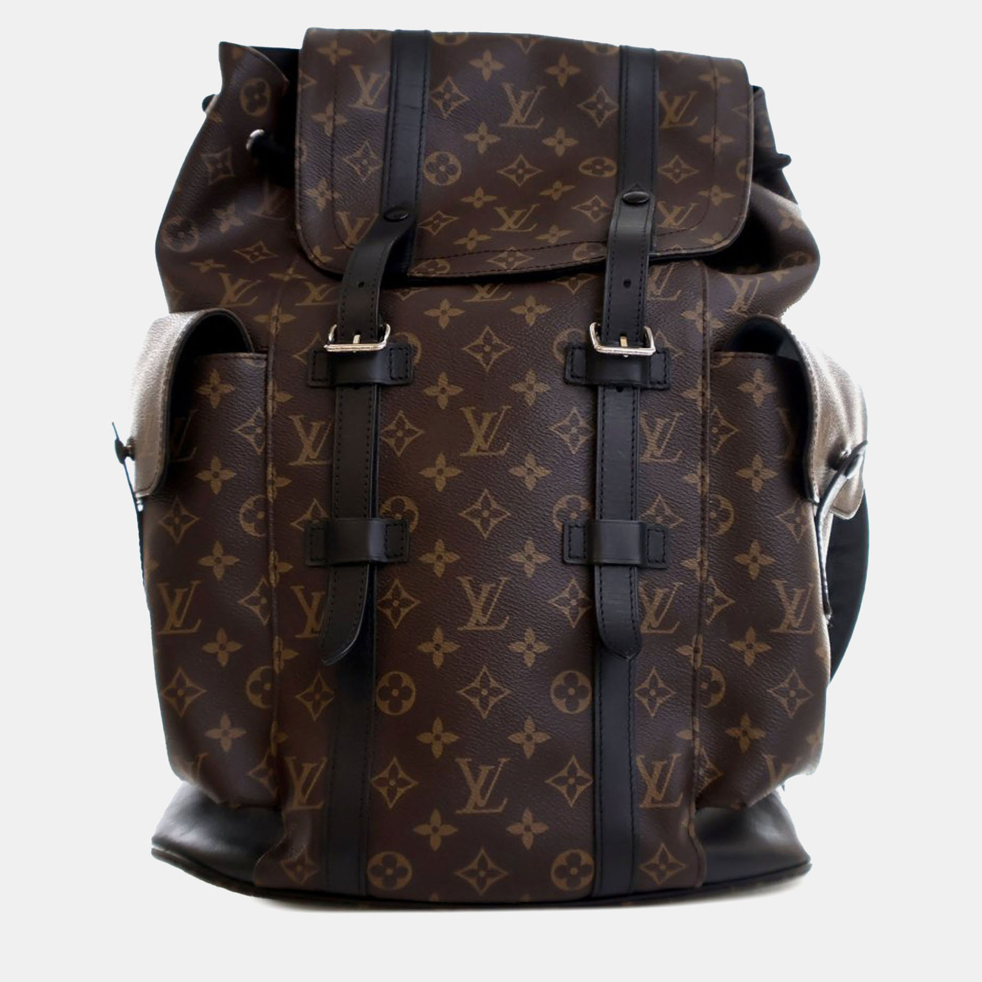 Pre-owned Louis Vuitton Monogram Macassar Christopher Backpack Mm In Brown