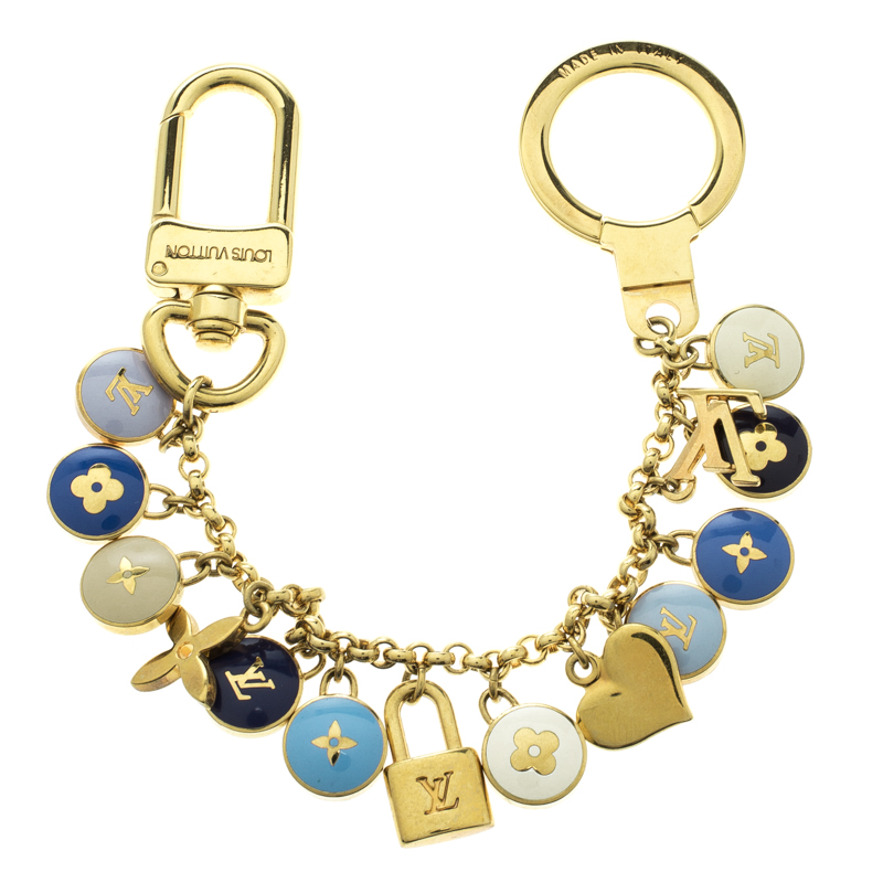 Louis Vuitton Pastilles Blue Enamel Gold Tone Bag Charm Louis Vuitton
