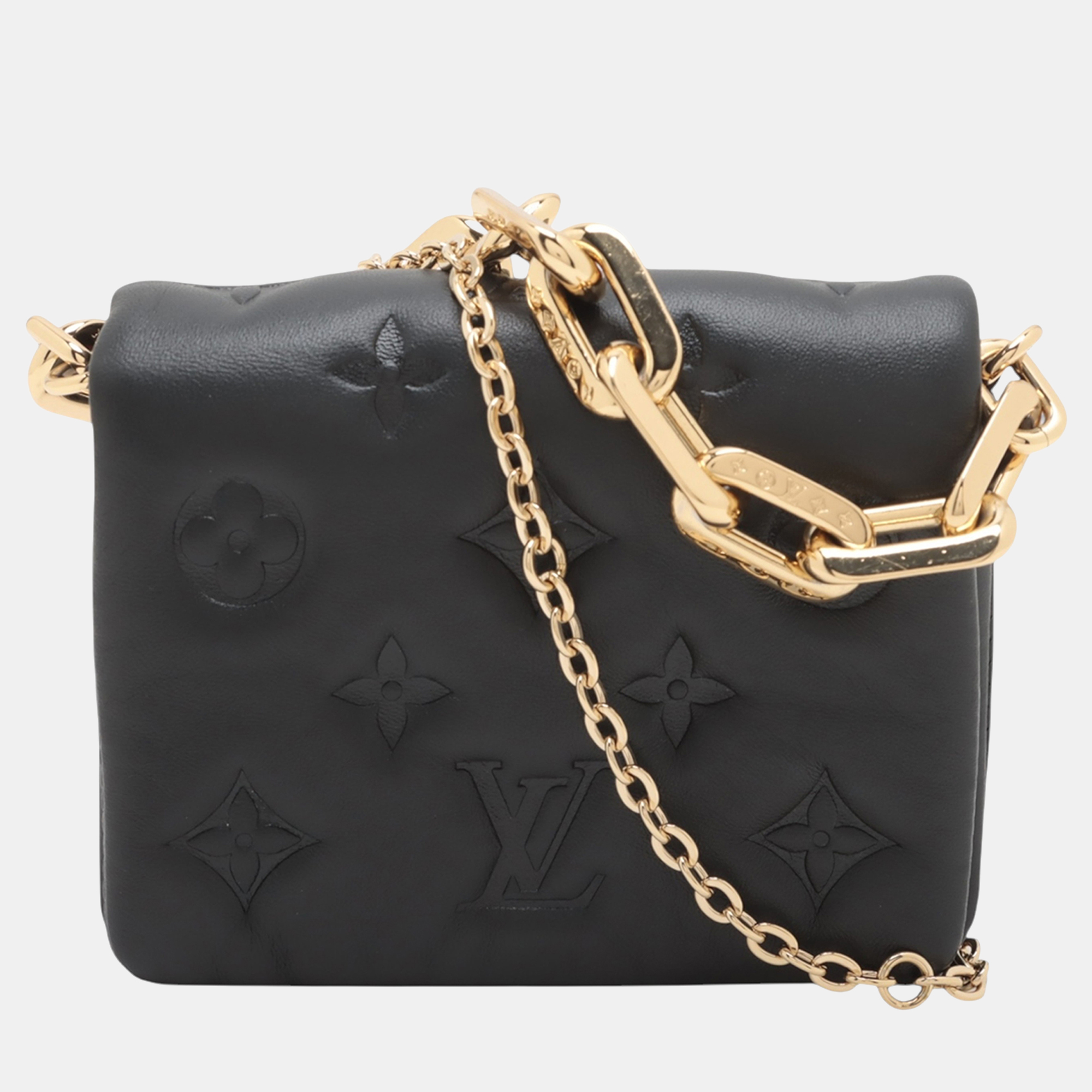 

Louis Vuitton Black Monogram Embossed Puffy Lambskin Coussin Belt Bag