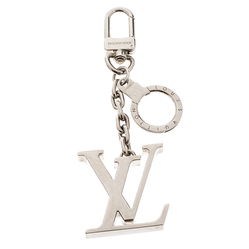 Louis Vuitton Key ring LV Circle bag charm large logo motif silver