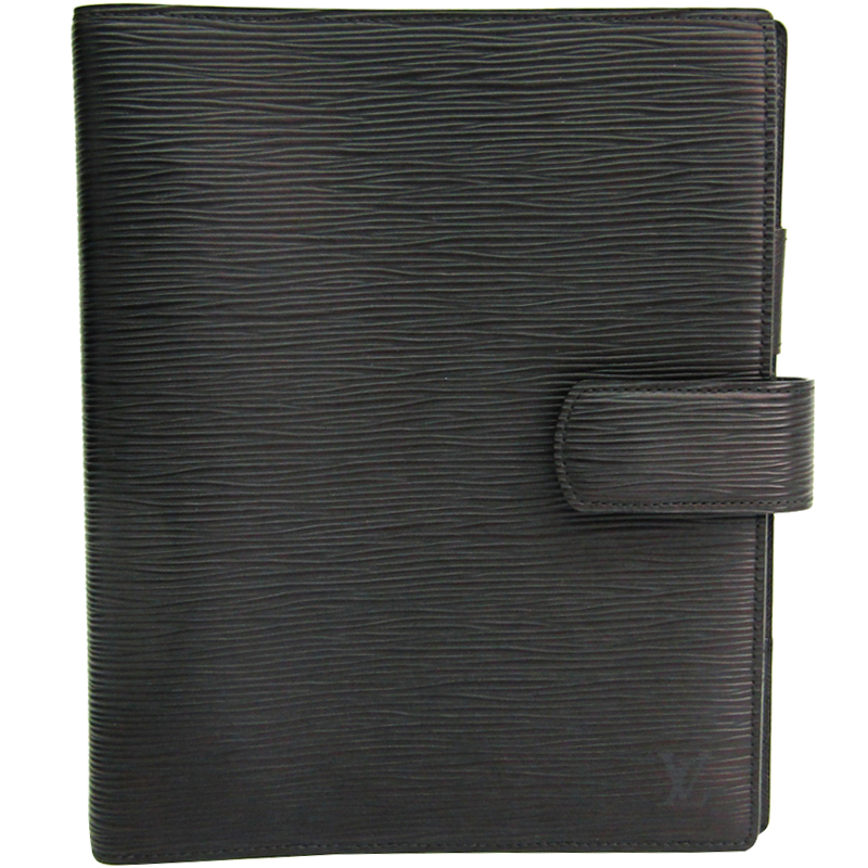 Pre Owned Louis Vuitton Noir Epi Leather Large Ring Agenda Cover