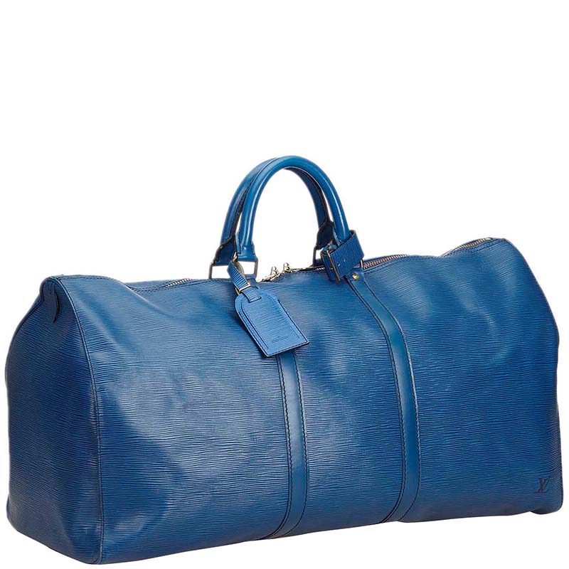 

Louis Vuitton Blue Epi Leather Keepall 55