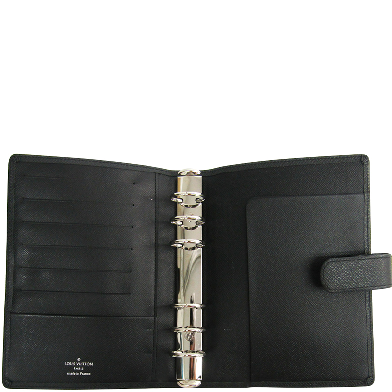 

Louis Vuitton Black Taiga Leather Planner Cover Agenda