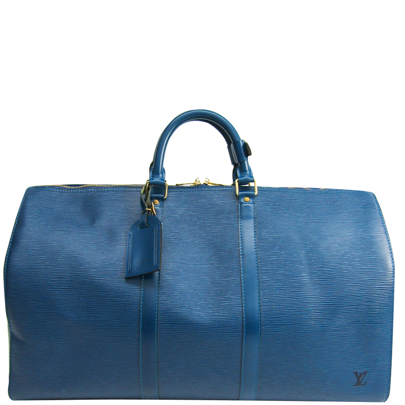 مملوكة مسبقًا Louis Vuitton Toledo Blue Epi Leather Keepall 50 Bag