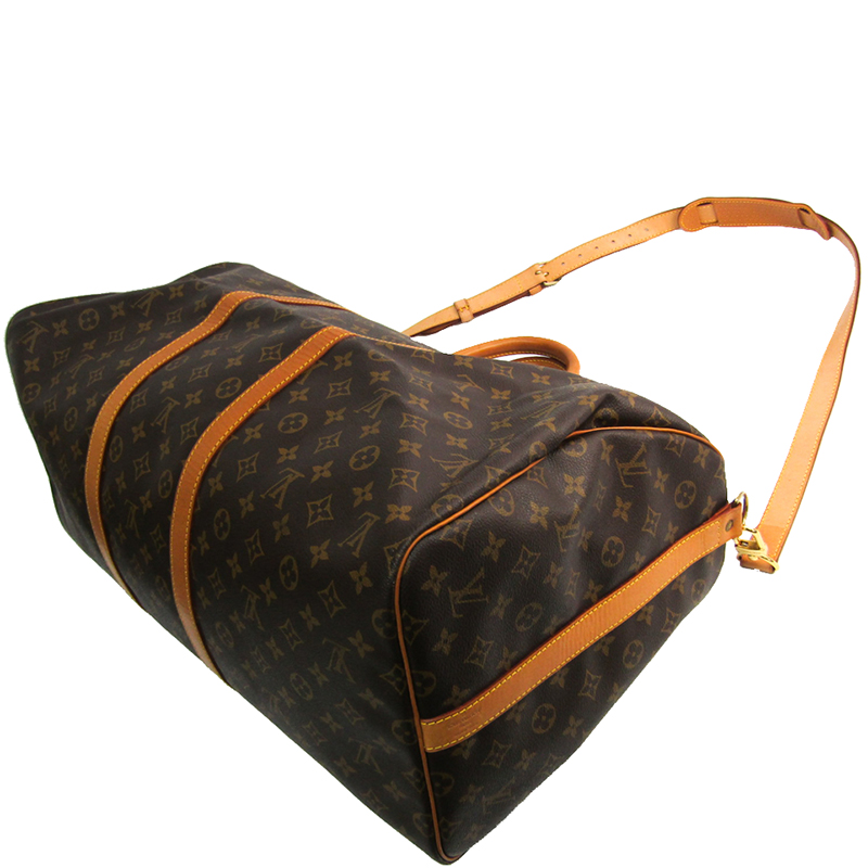 

Louis Vuitton Monogram Canvas Keepall Bandouliere 55, Brown