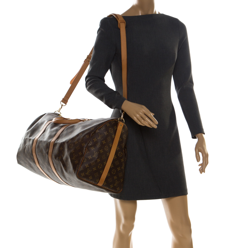 

Louis Vuitton Monogram Canvas Keepall Bandoullier 55 Bag, Brown