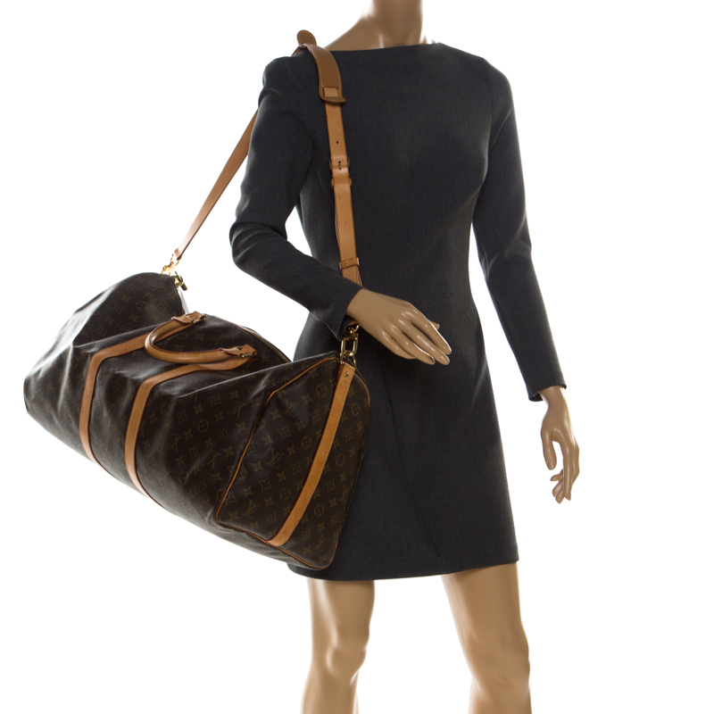 

Louis Vuitton Monogram Canvas Keepall Bandouliere 55 Bag, Brown