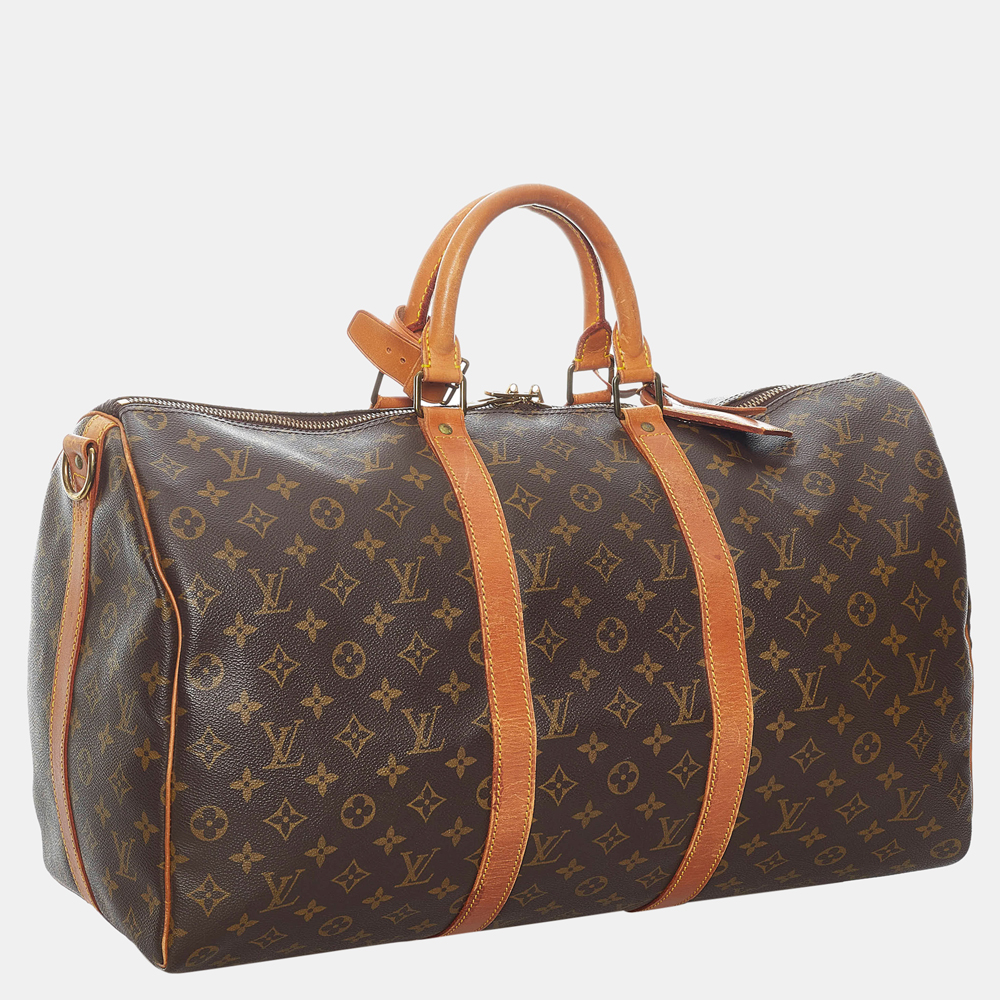 

Louis Vuitton Brown Monogram Keepall Bandouliere 50