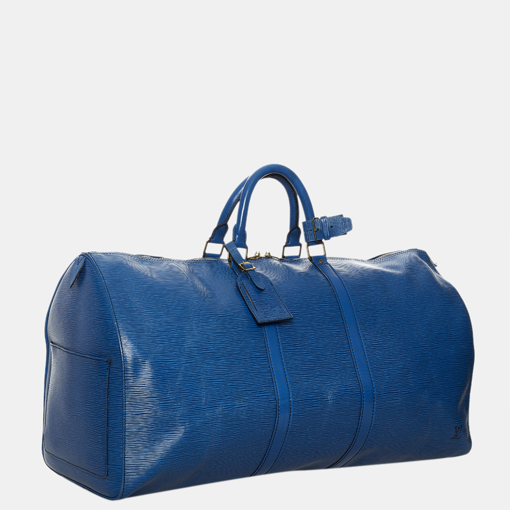 

Louis Vuitton Blue Epi Keepall 55