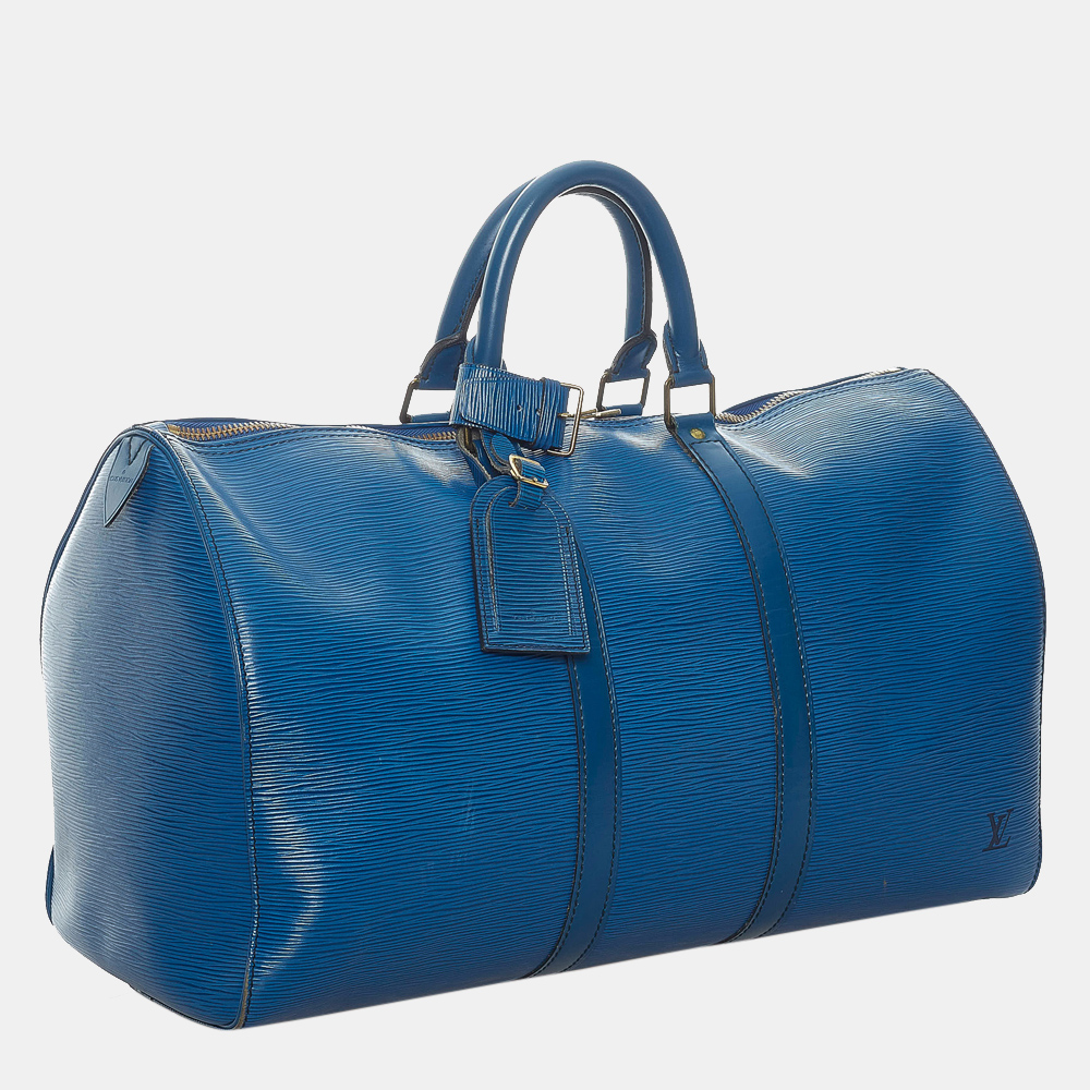 

Louis Vuitton Blue Epi Keepall 45