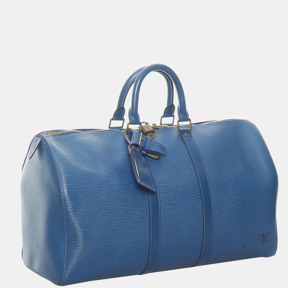 

Louis Vuitton Blue Epi Keepall 45