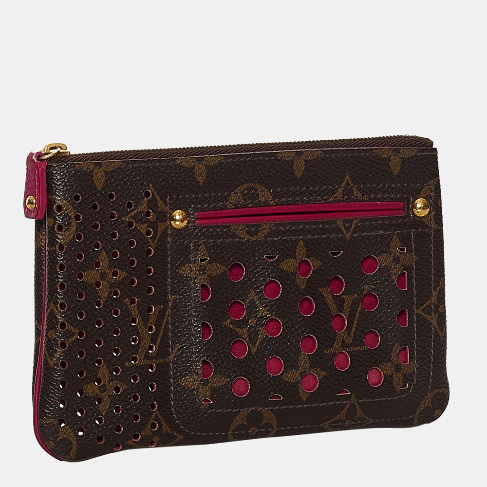 

Louis Vuitton Brown/Pink Monogram Perforated Pochette Cles