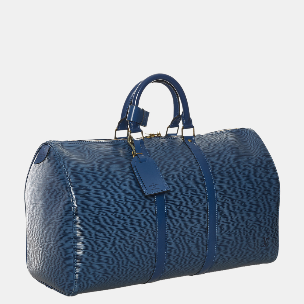 

Louis Vuitton Blue Epi Keepall 45