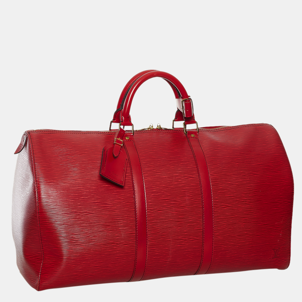 Louis Vuitton Red Epi Keepall 50