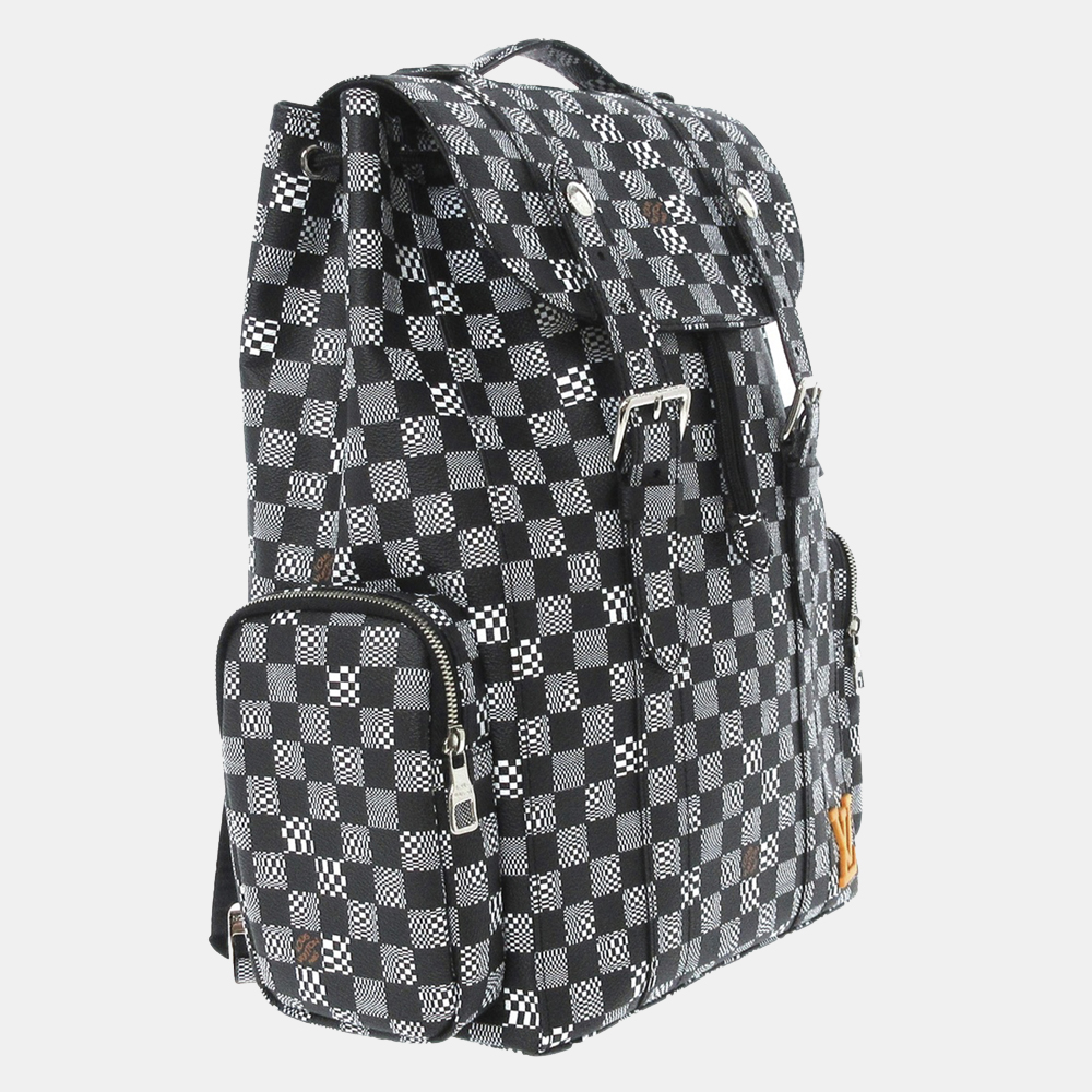 

Louis Vuitton White Distorted Damier Christopher Backpack, Black