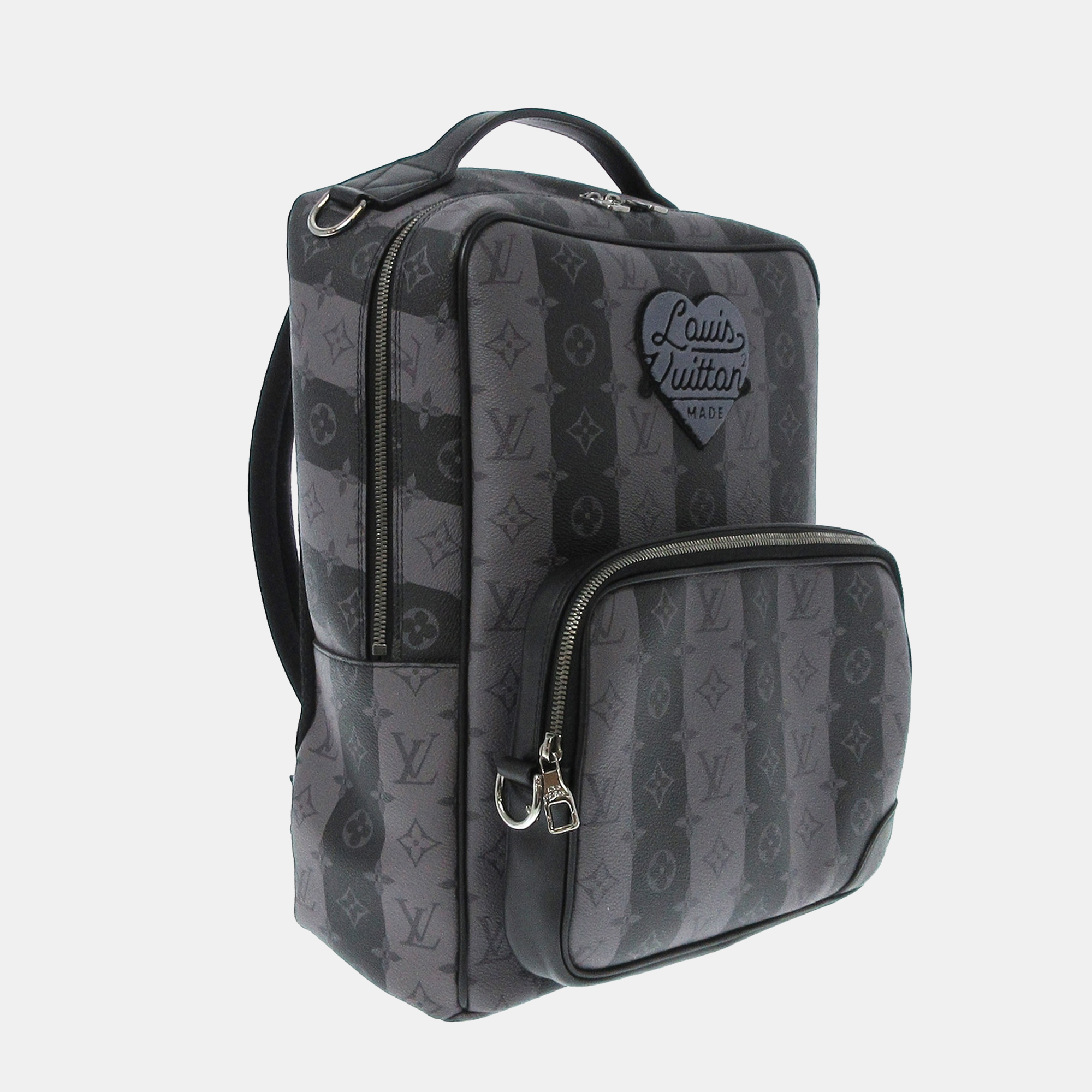 

Louis Vuitton X Nigo Black/Grey Monogram Eclipse Stripes Heart Modular Utilitary Backpack