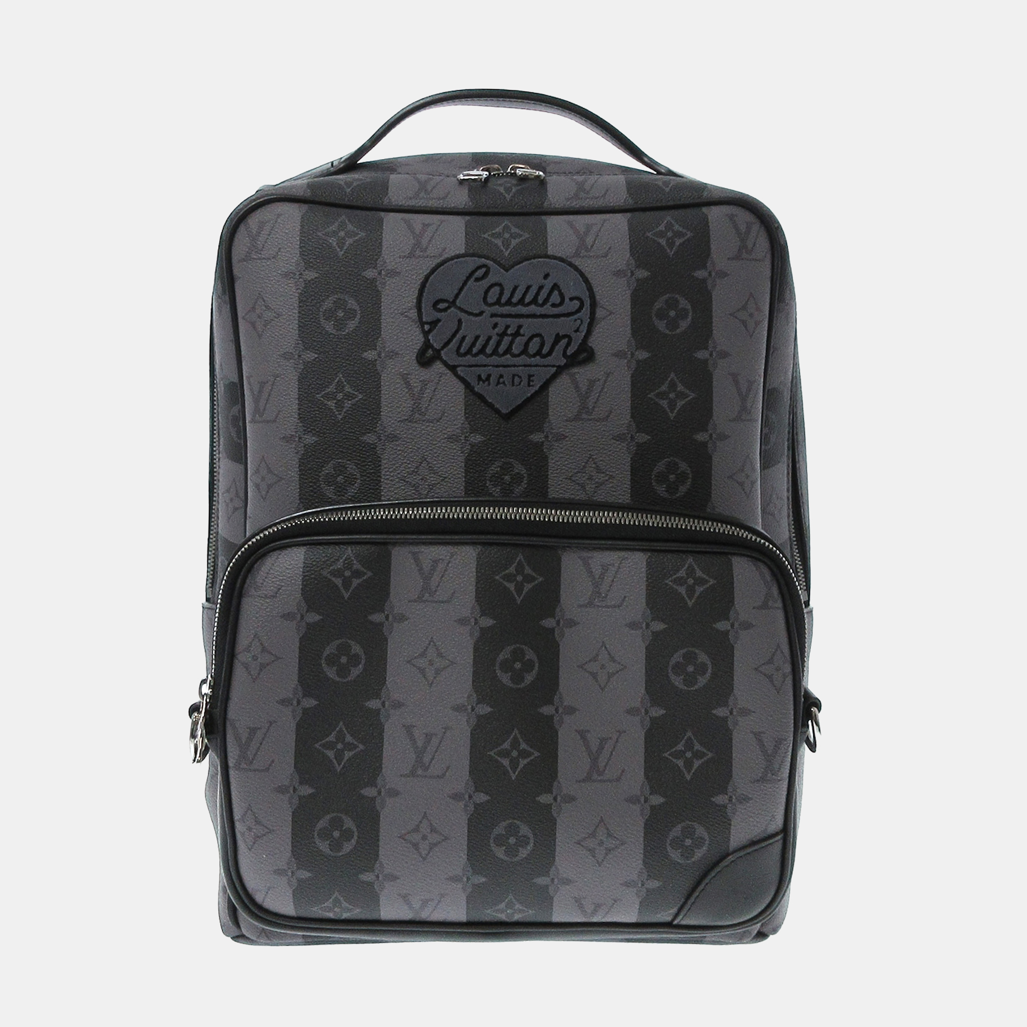 Pre-owned Louis Vuitton X Nigo Black/grey Monogram Eclipse Stripes Heart Modular Utilitary Backpack