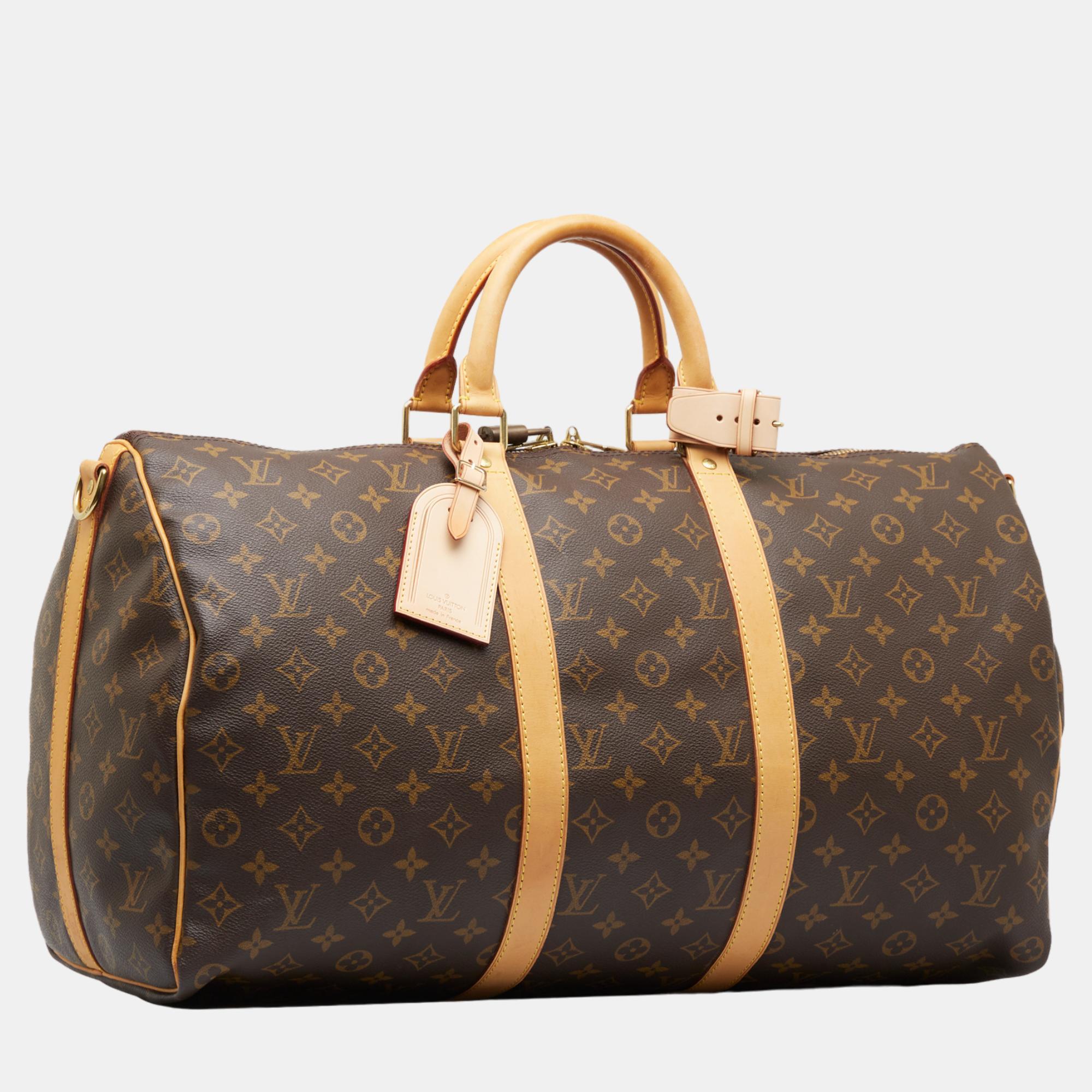 

Louis Vuitton Brown Monogram Keepall Bandouliere 50